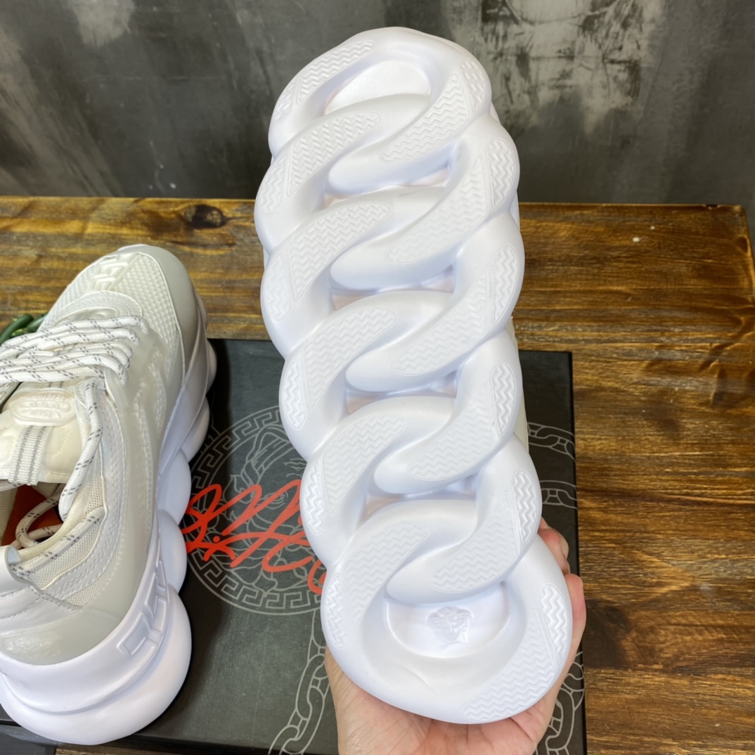 Versace Chain Reaction White Mesh Rubber Suede - vstockx