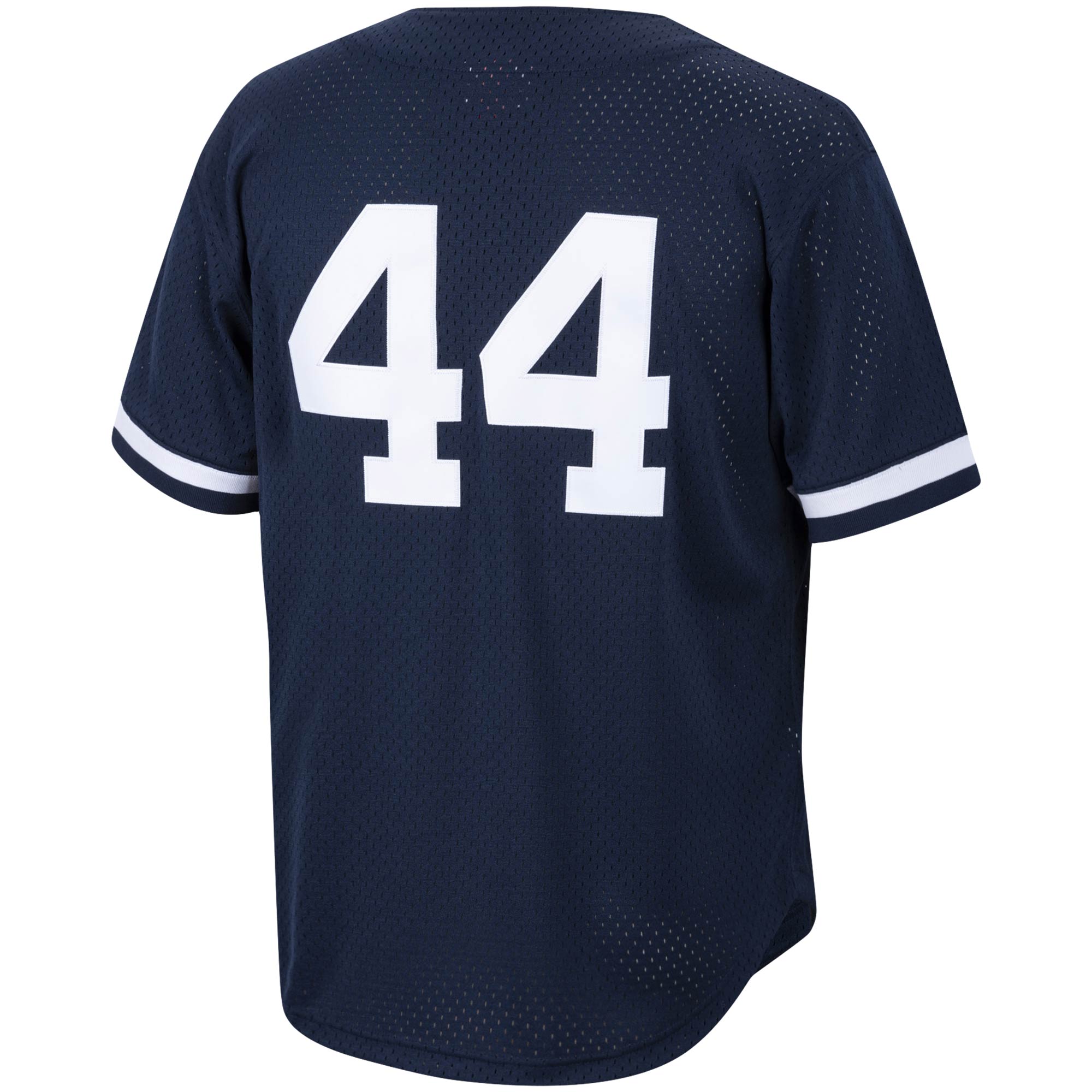 Reggie Jackson New York Yankees Mitchell & Ness Cooperstown Collection Mesh Batting Practice Button-Up Jersey - Navy - vstockx