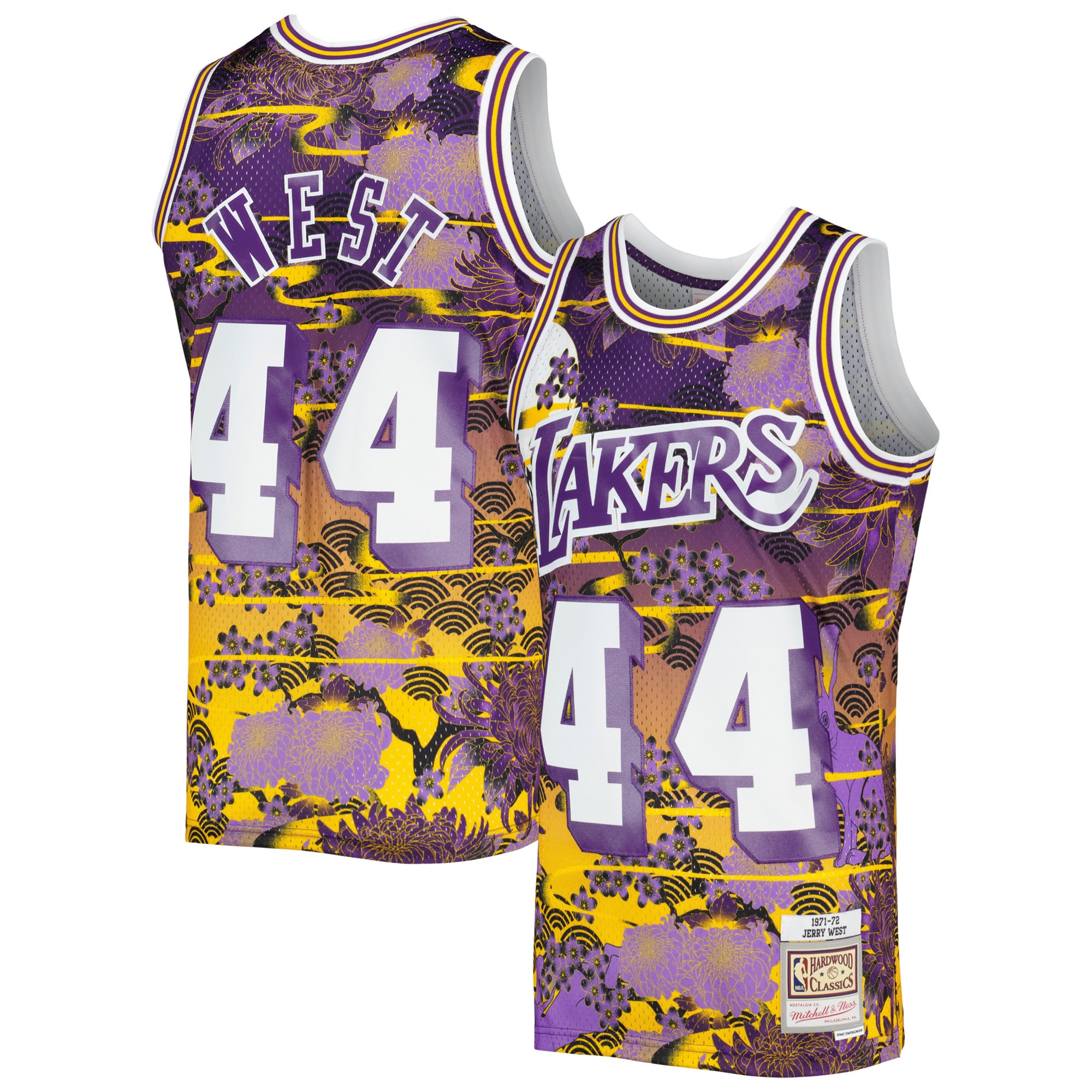 Jerry West Los Angeles Lakers Mitchell & Ness Hardwood Classics Lunar New Year Swingman Jersey - Purple - vstockx
