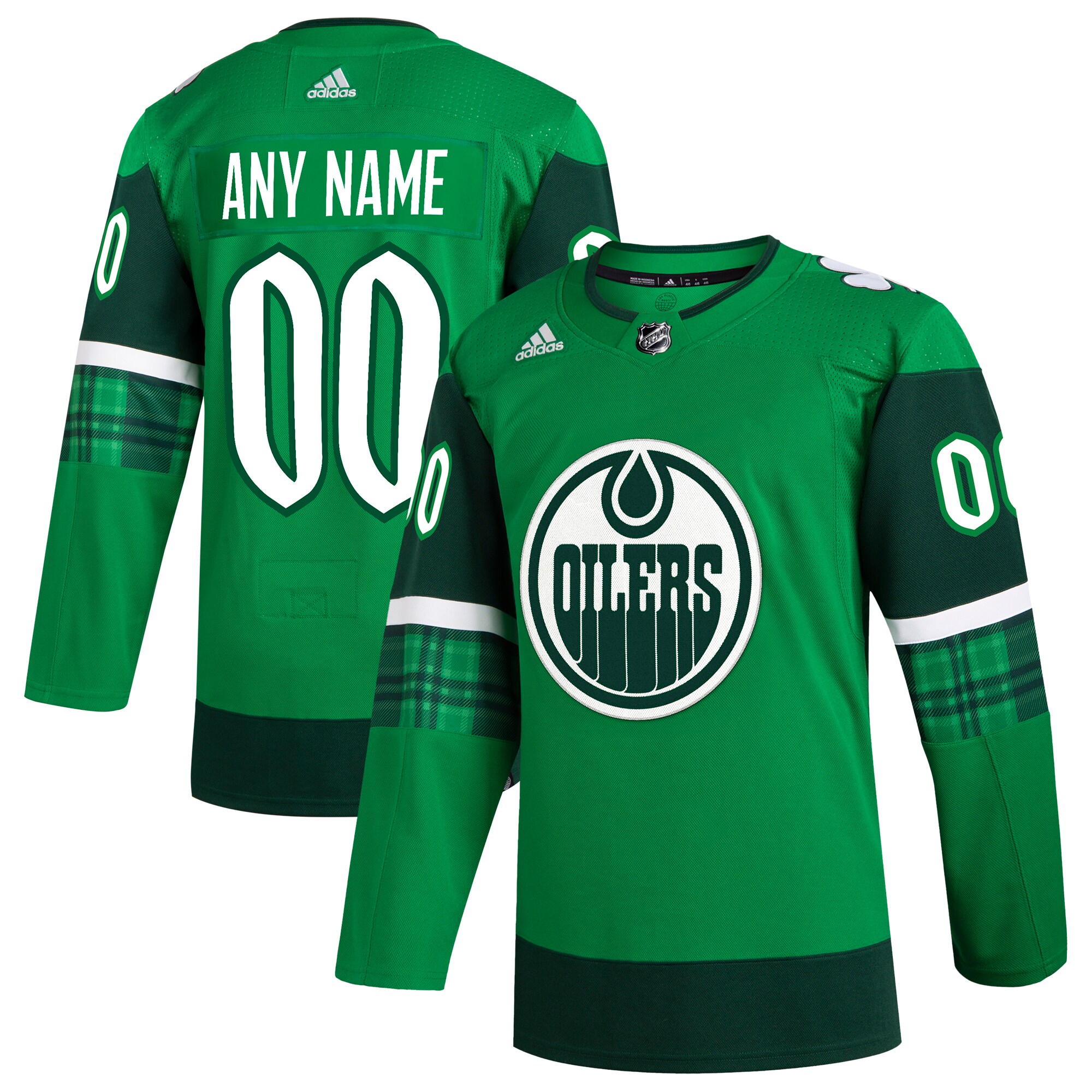 Edmonton Oilers adidas St. Patrick's Day Authentic Custom Jersey - Kelly Green - vstockx