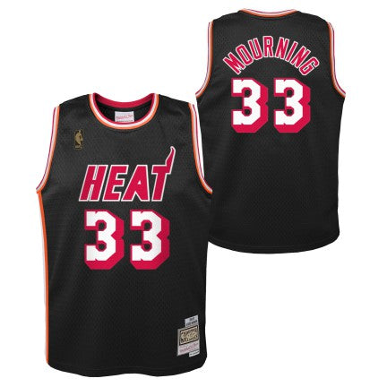 Youth Miami Heat Alonzo Mourning Mitchell & Ness Black 1996-97 Hardwood Classics Jersey - vstockx