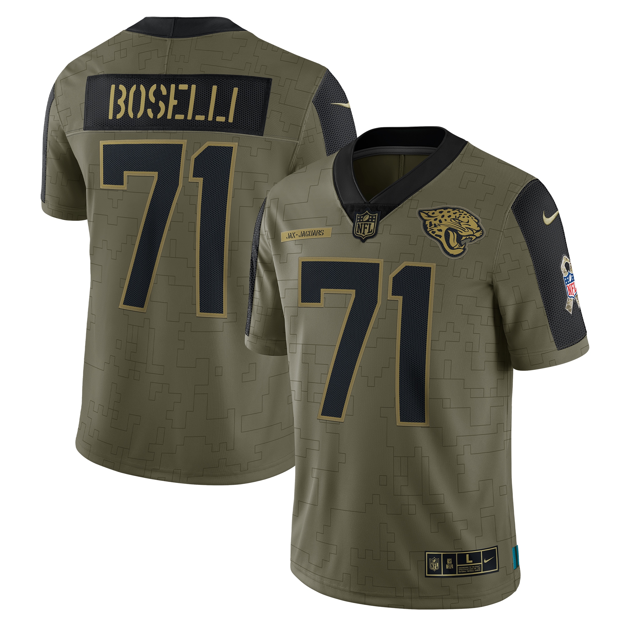 Tony Boselli Jacksonville Jaguars Nike 2021 Salute To Service Retired Player Limited Jersey - Olive - vstockx