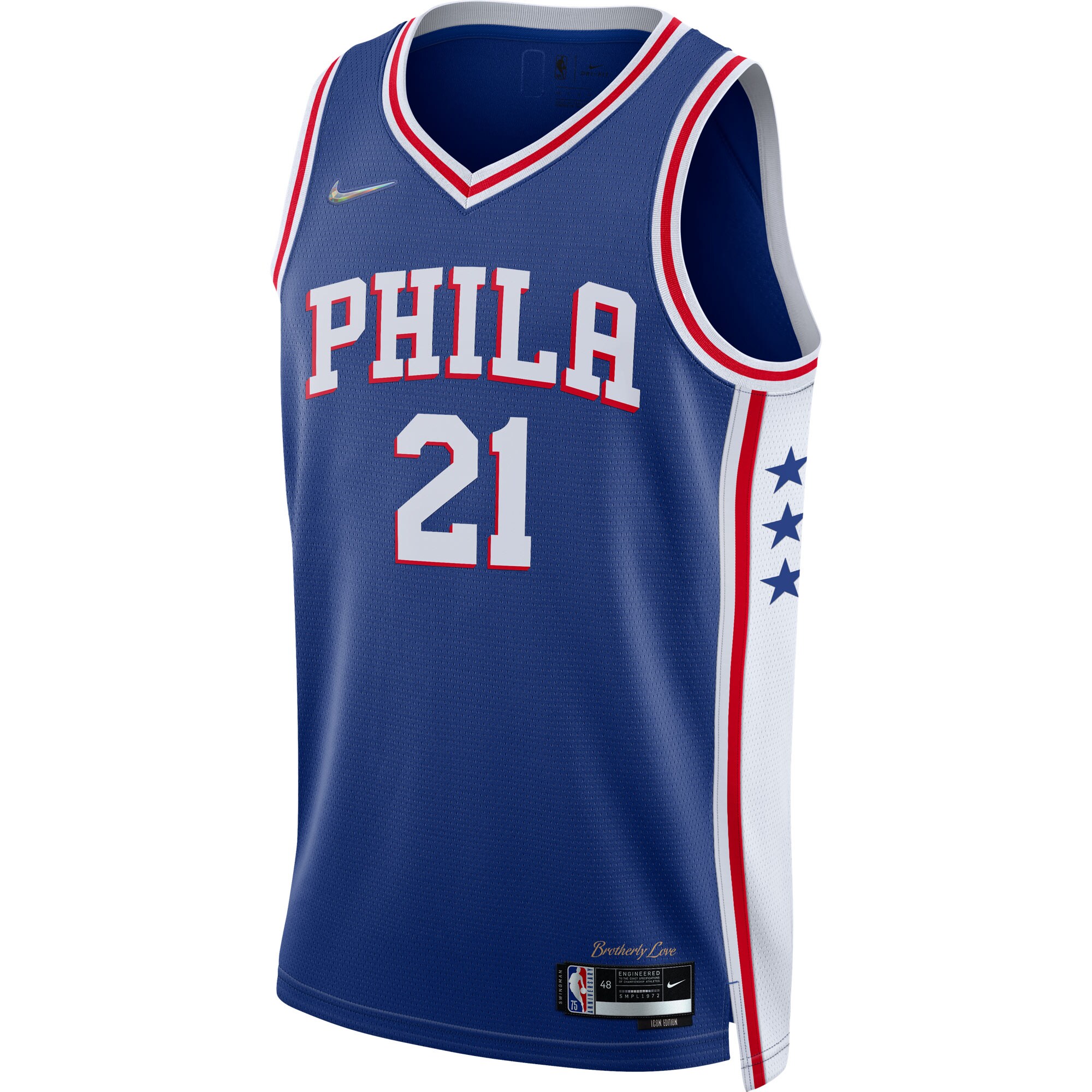 Joel Embiid Philadelphia 76ers Nike 2021/22 Diamond Swingman Jersey - Icon Edition - Royal - vstockx