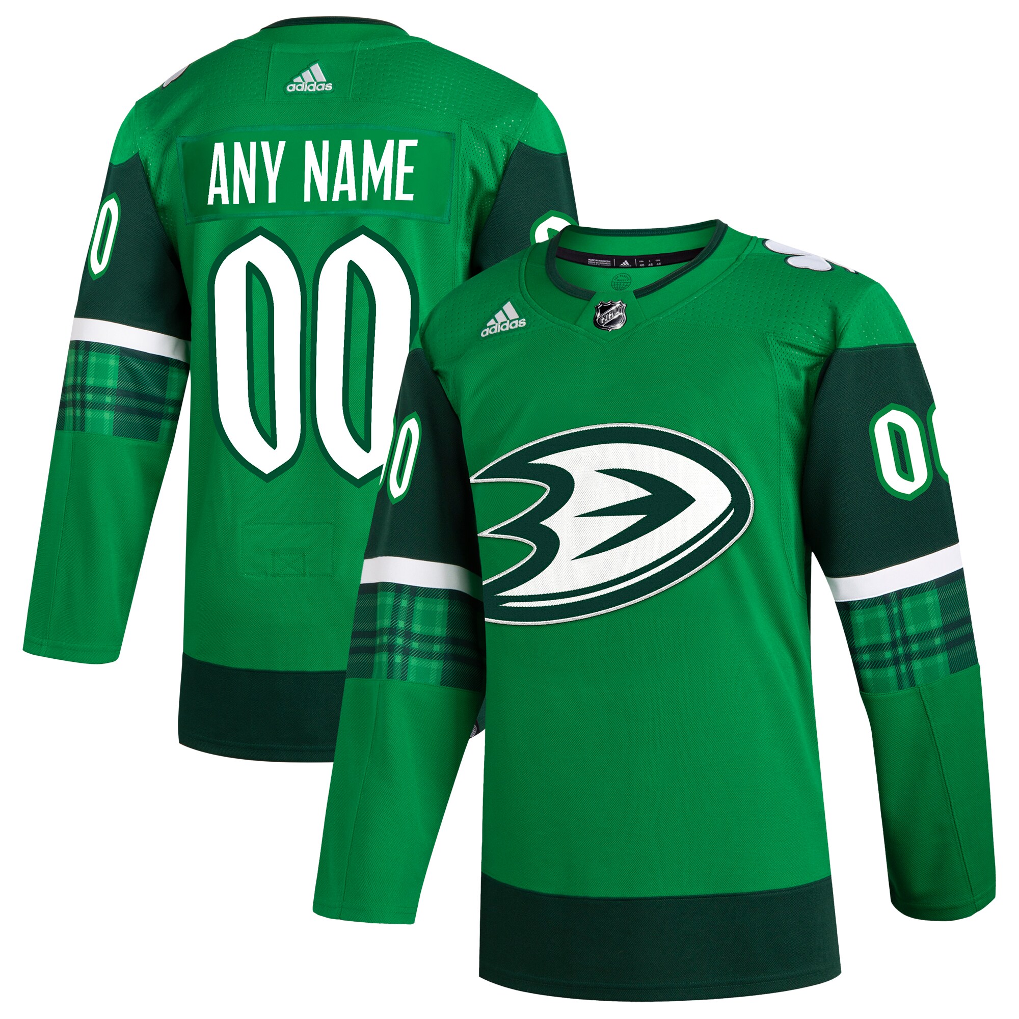 Anaheim Ducks adidas St. Patrick's Day Authentic Custom Jersey - Kelly Green - vstockx