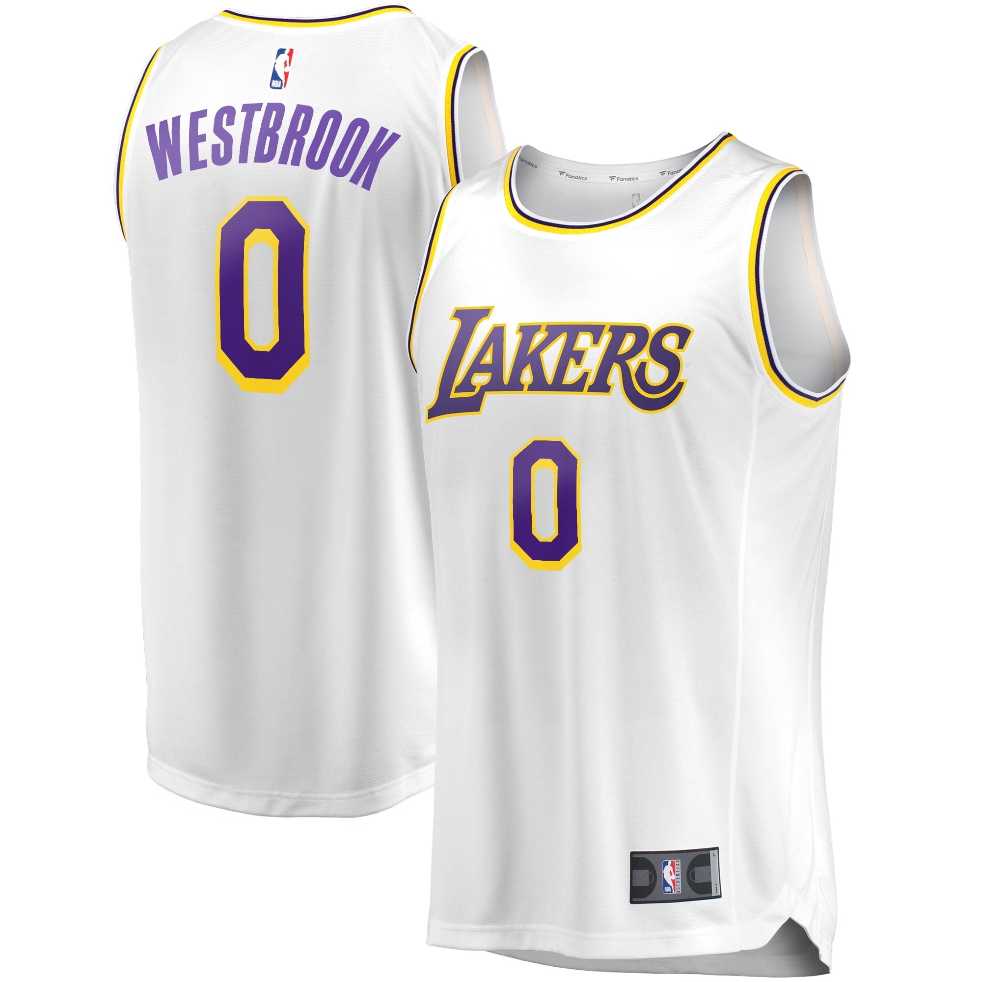 Men's Fanatics Branded Russell Westbrook White Los Angeles Lakers 2020/21 Fast Break Replica Player Jersey - Association - vstockx