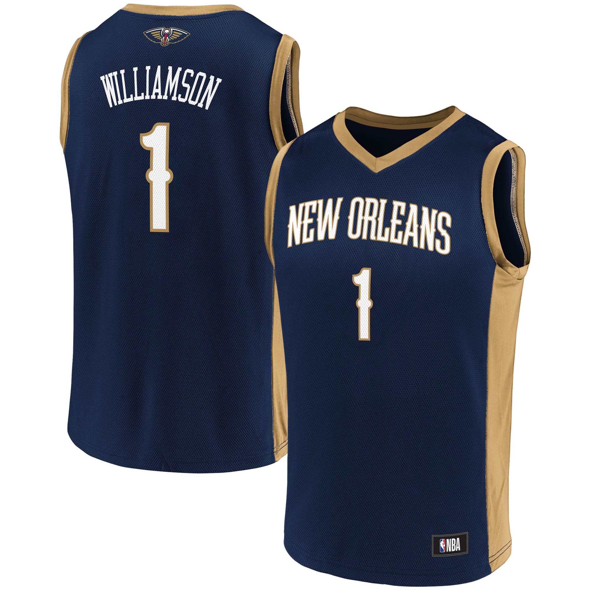 Men's Zion Williamson Navy/Gold New Orleans Pelicans Replica Jersey - vstockx