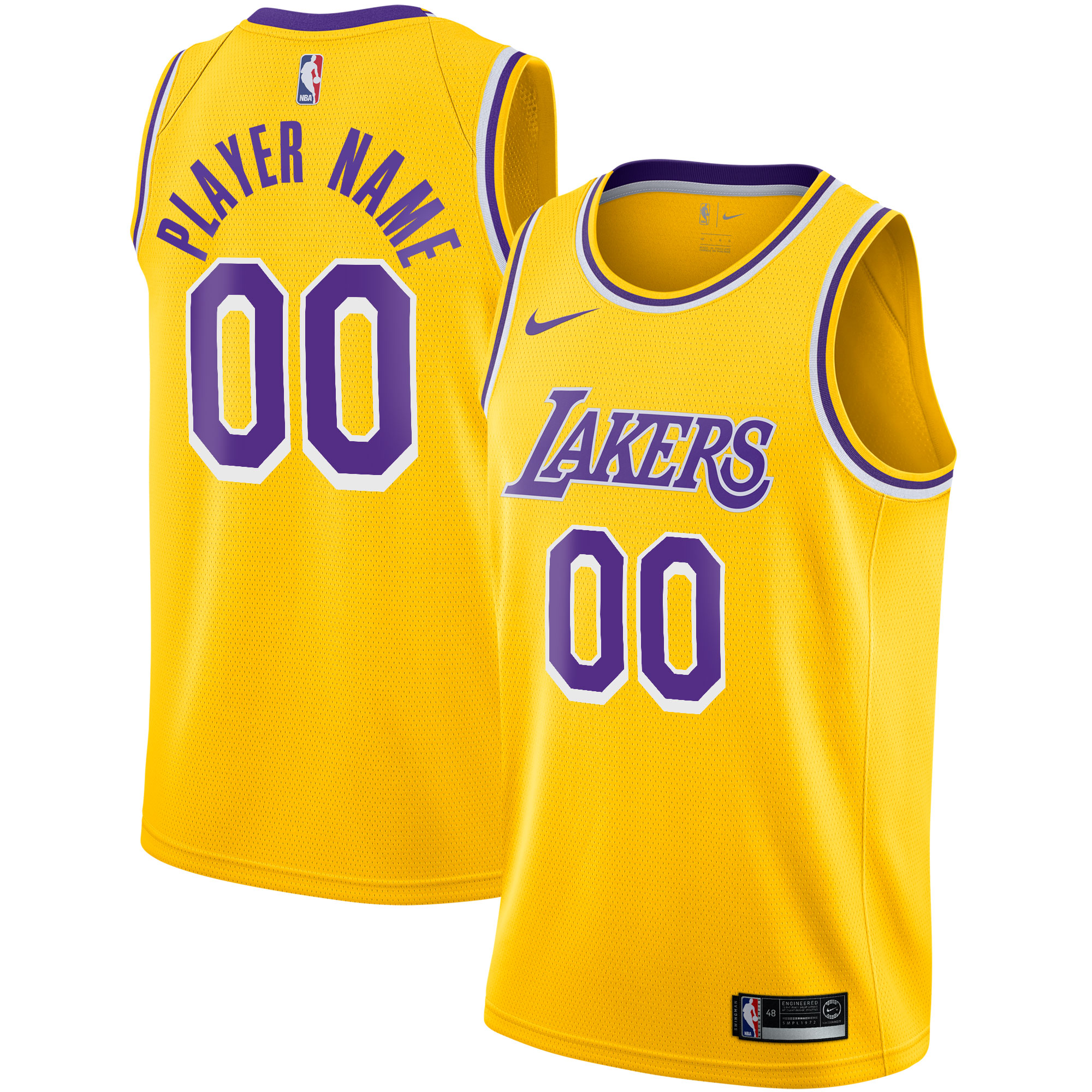 Los Angeles Lakers Nike 2020/21 Swingman Custom Jersey - Icon Edition - Gold - vstockx
