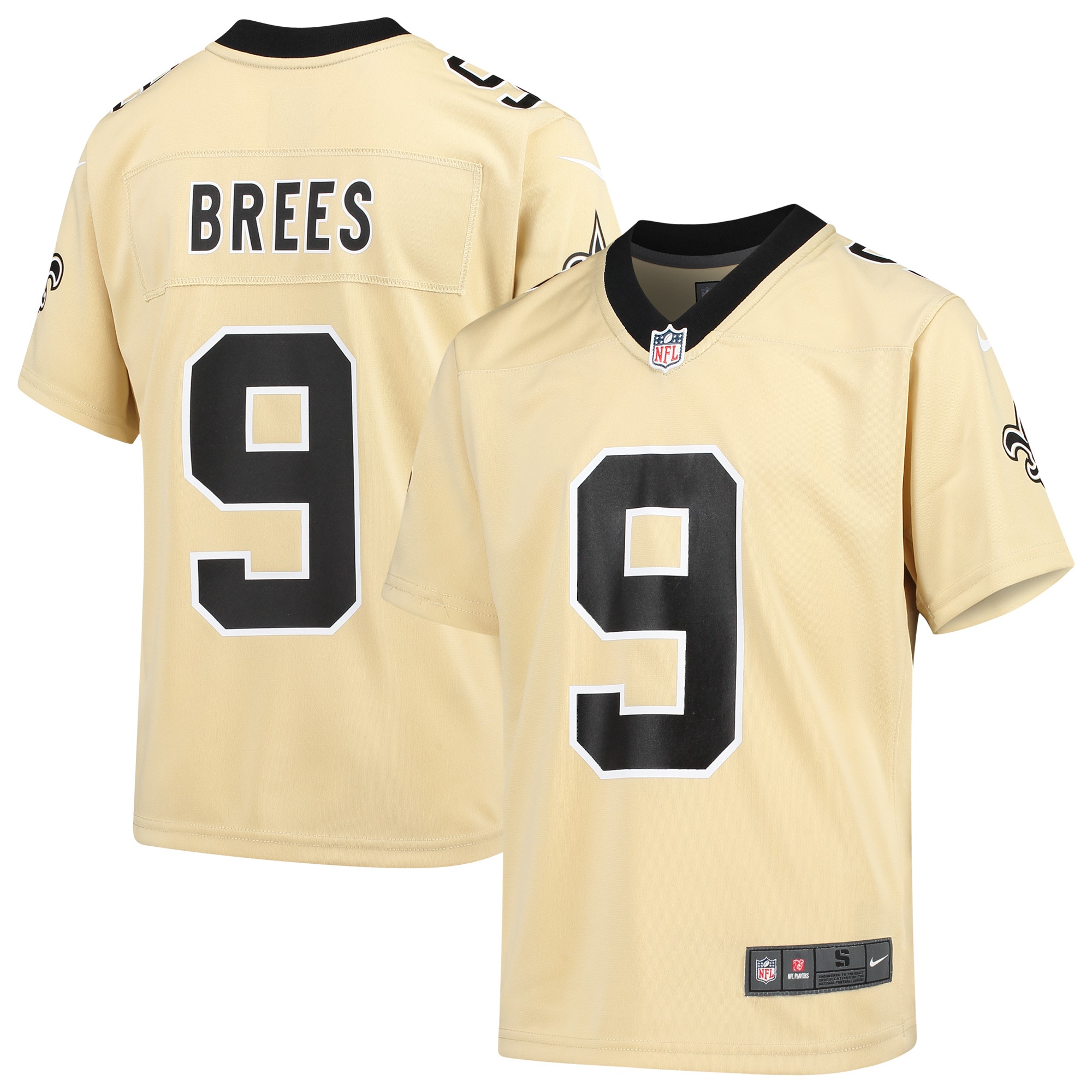 Drew Brees New Orleans Saints Nike Youth Inverted Game Jersey - Gold - vstockx