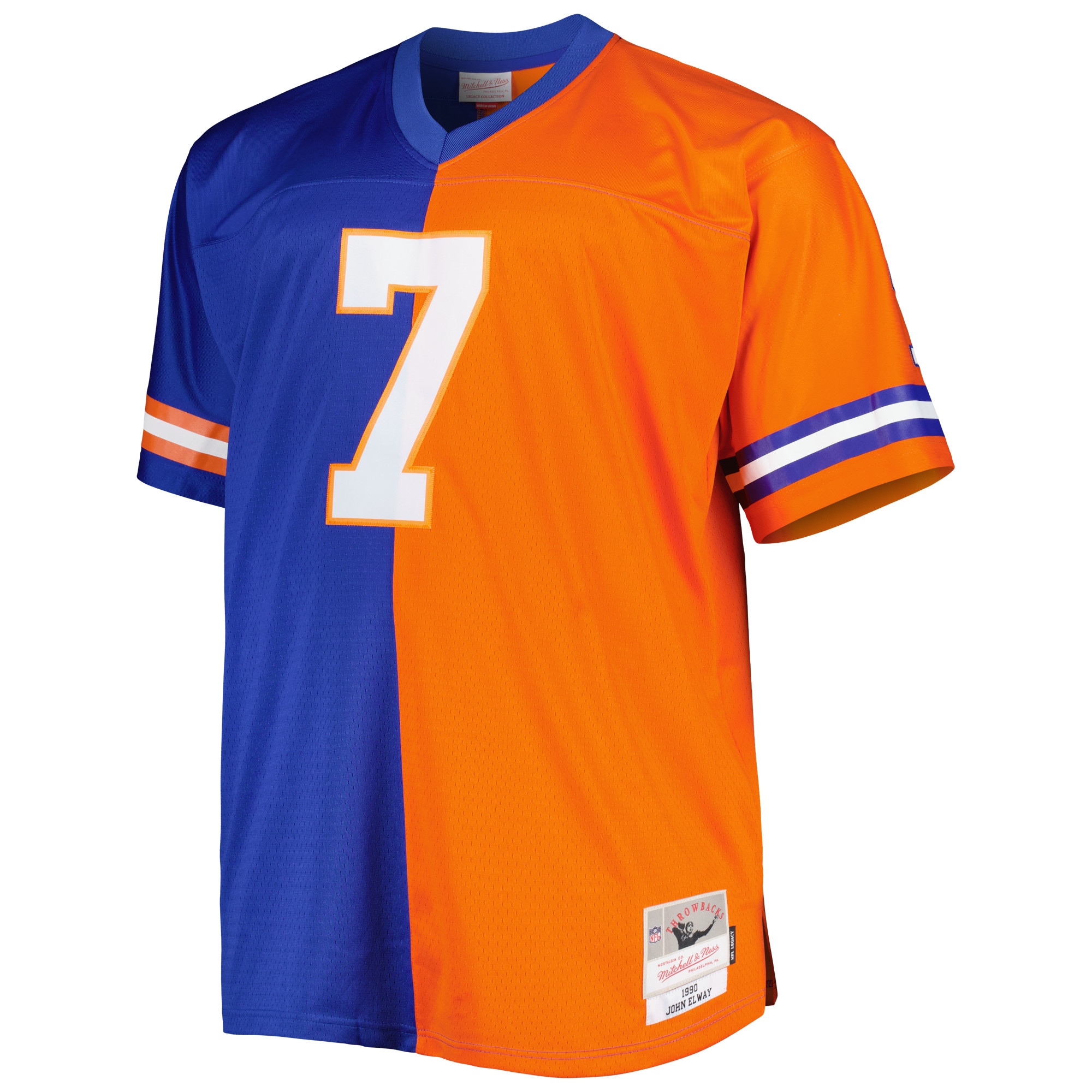 John Elway Denver Broncos Mitchell & Ness Big & Tall Split Legacy Retired Player Replica Jersey - Royal/Orange - vstockx
