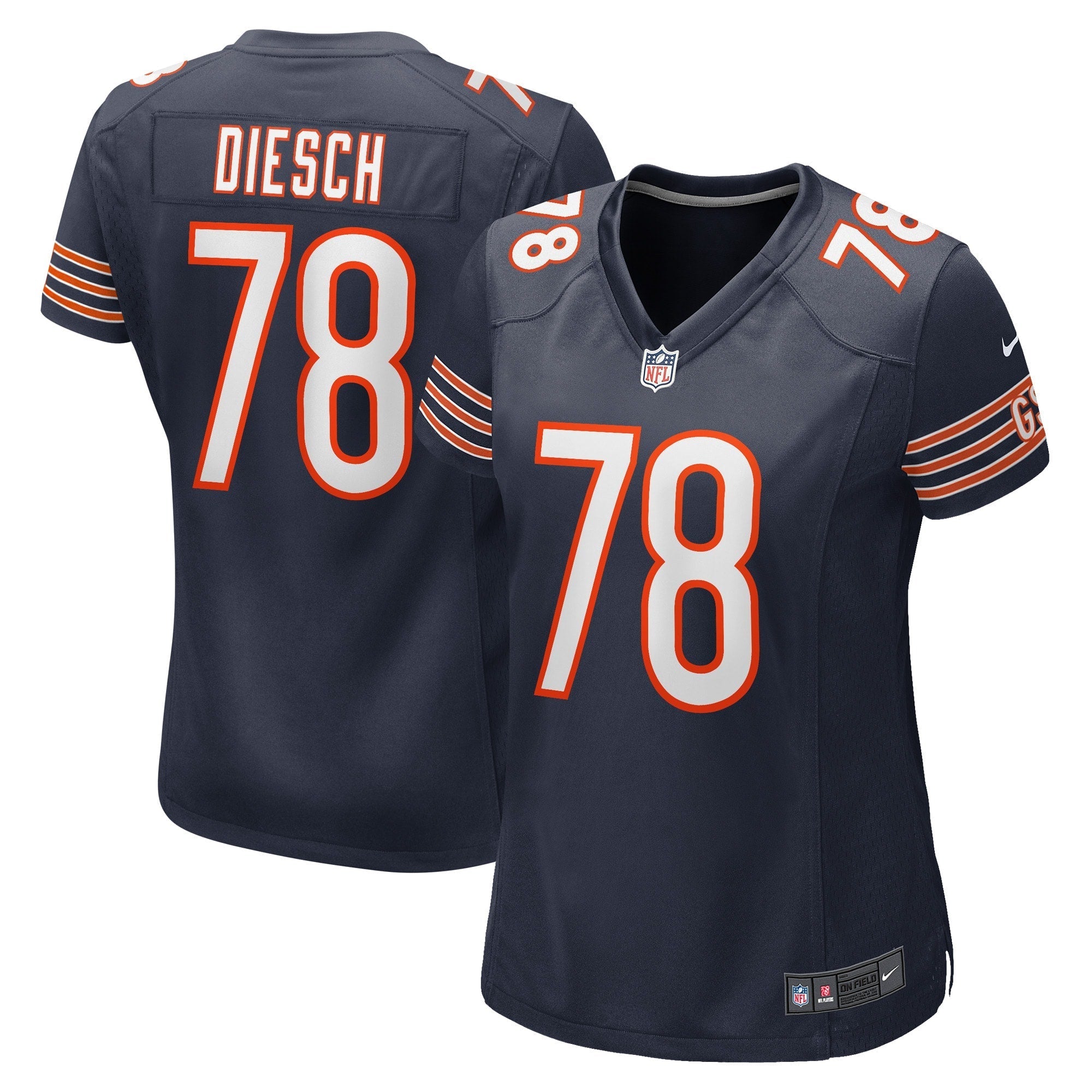 Women's Nike Kellen Diesch Navy Chicago Bears Game Player Jersey - vstockx