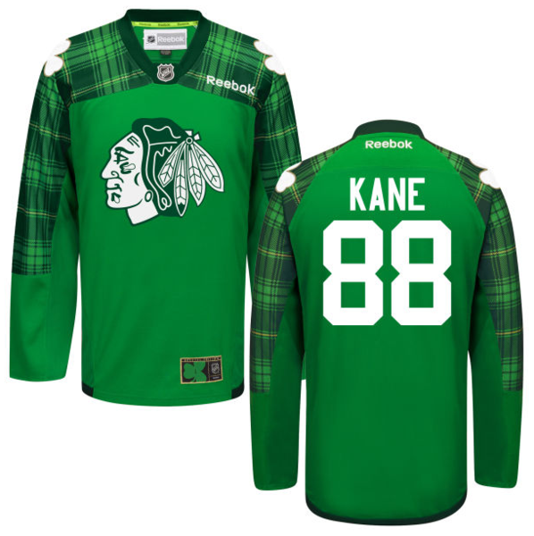 Women's Chicago Blackhawks Patrick Kane Tartan Green Practice St. Patrick's Day Replica Jersey - vstockx
