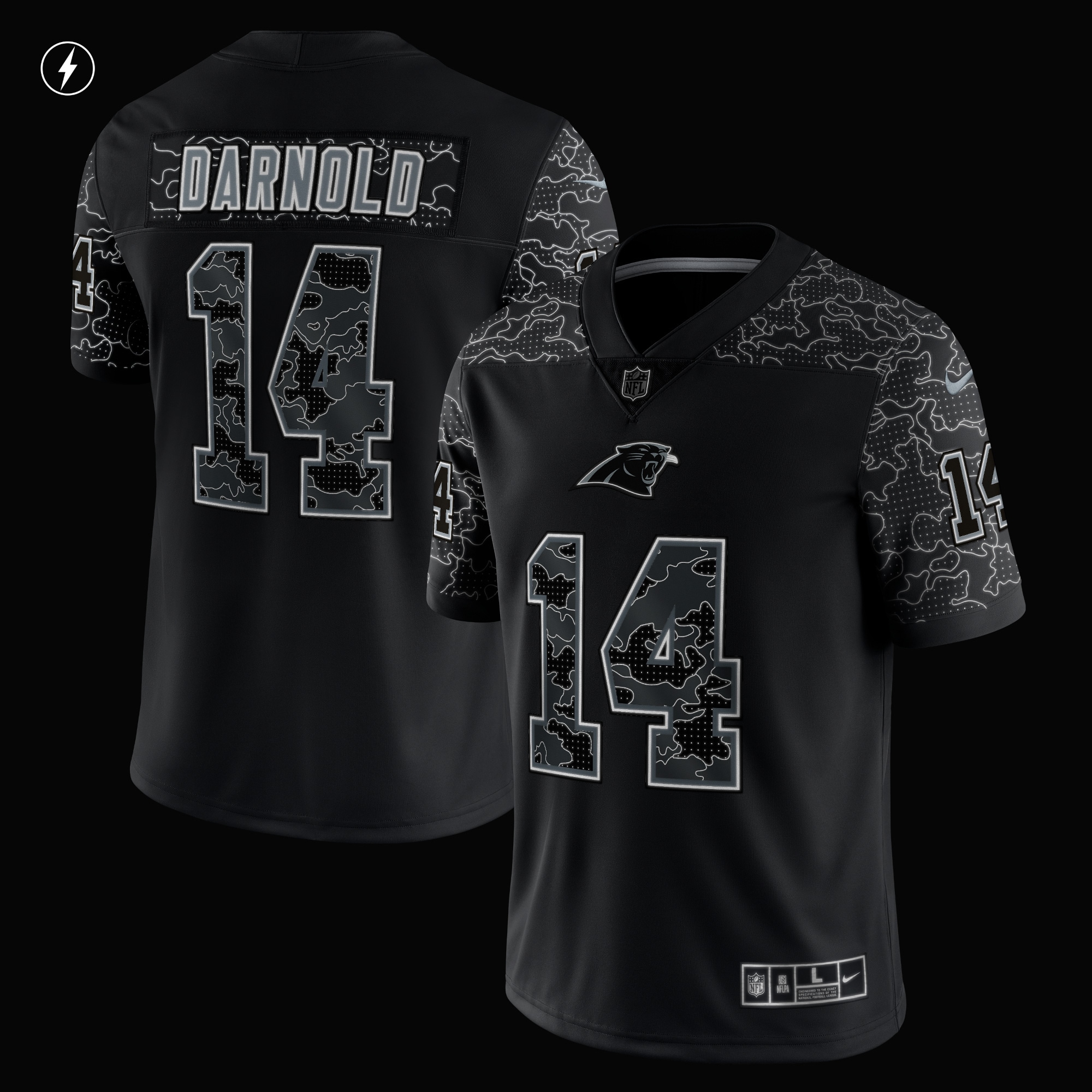 Sam Darnold Carolina Panthers Nike RFLCTV Limited Jersey - Black - vstockx
