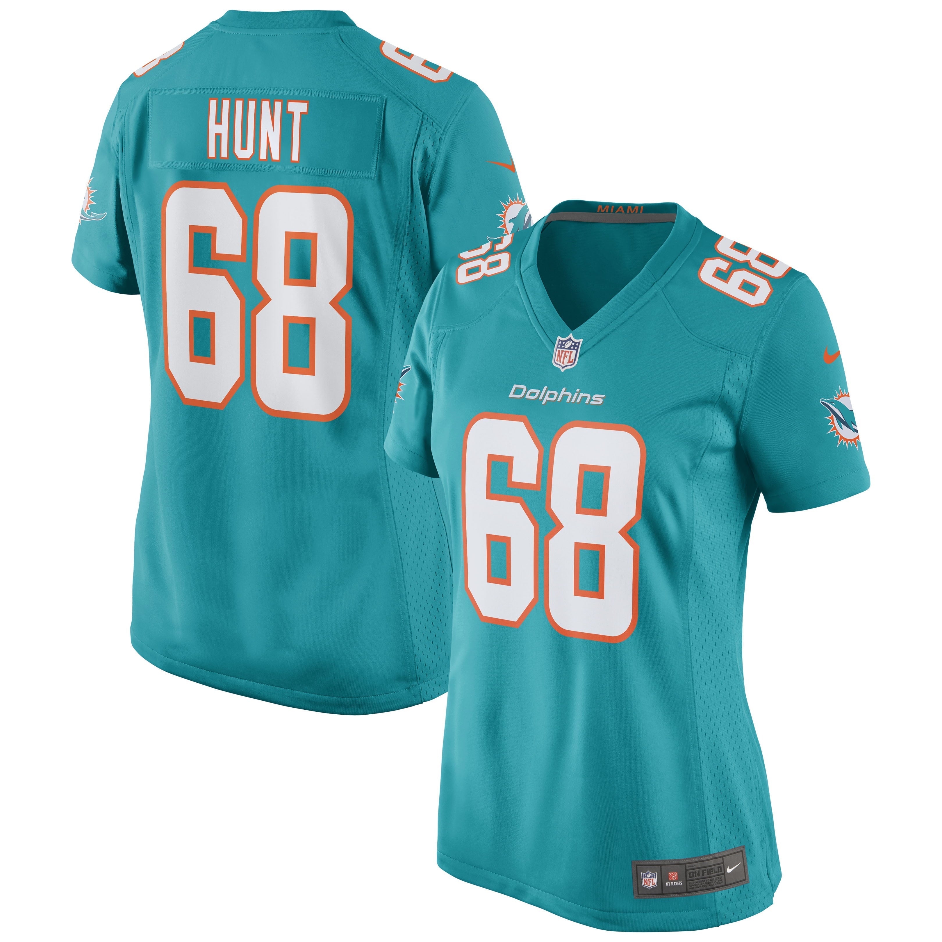 Women's Nike Robert Hunt Aqua Miami Dolphins Game Jersey - vstockx