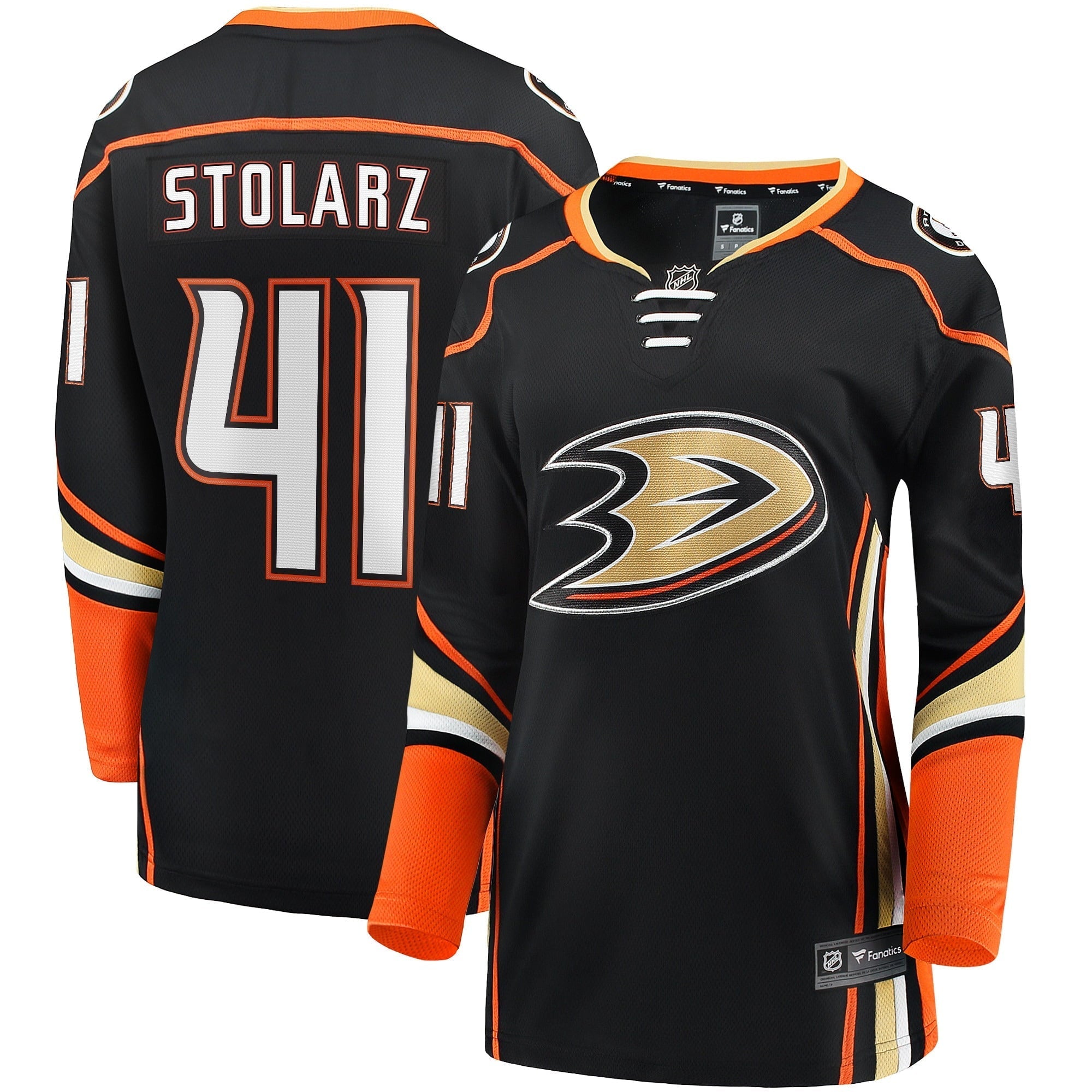 Women's Fanatics Branded Anthony Stolarz Black Anaheim Ducks Home Breakaway Player Jersey - vstockx