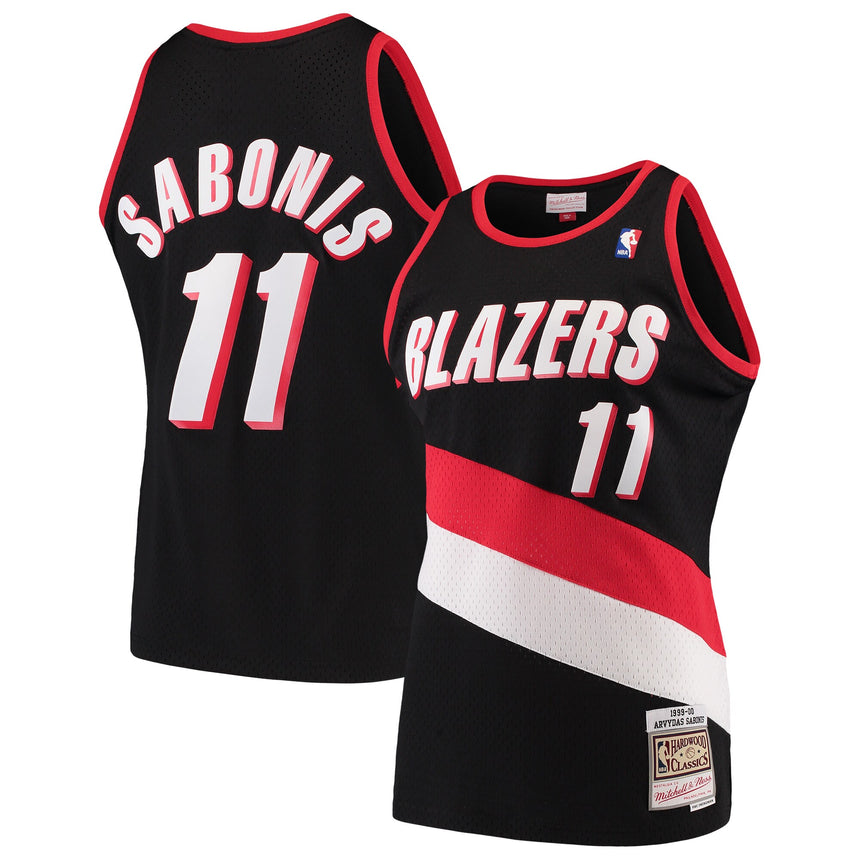 Men's Arvydas Sabonis Portland Trail Blazers Mitchell & Ness Hardwood Classics Swingman Jersey - Black - vstockx