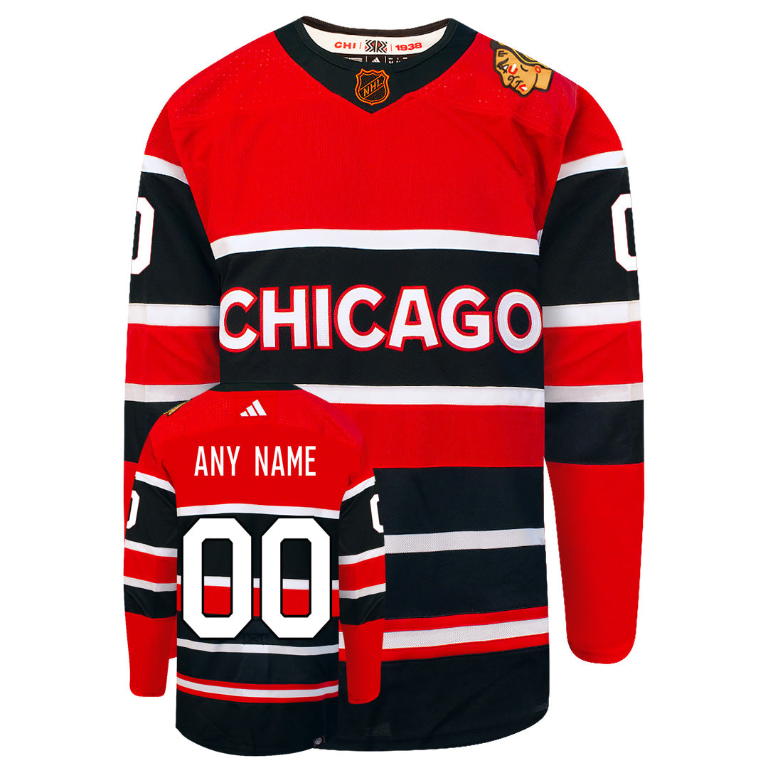 Customizable Chicago Blackhawks Adidas 2022 Primegreen Reverse Retro Authentic NHL Hockey Jersey - vstockx
