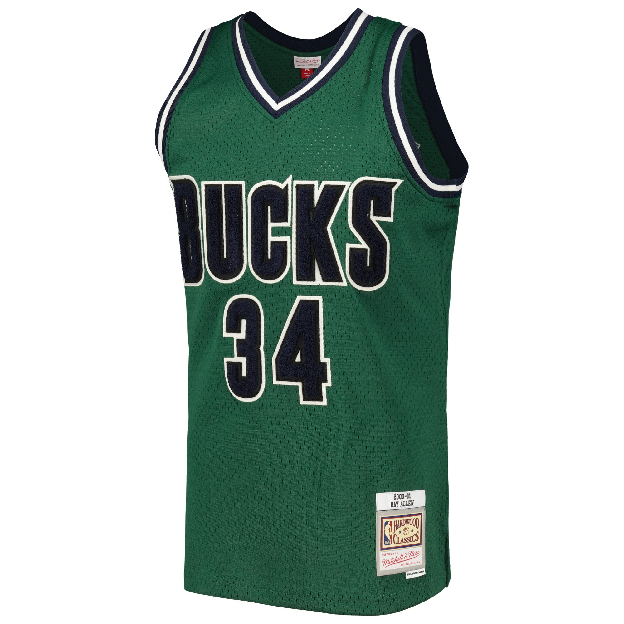 Ray Allen Milwaukee Bucks Mitchell & Ness Hardwood Classics Off-Court Swingman Jersey - Green - vstockx
