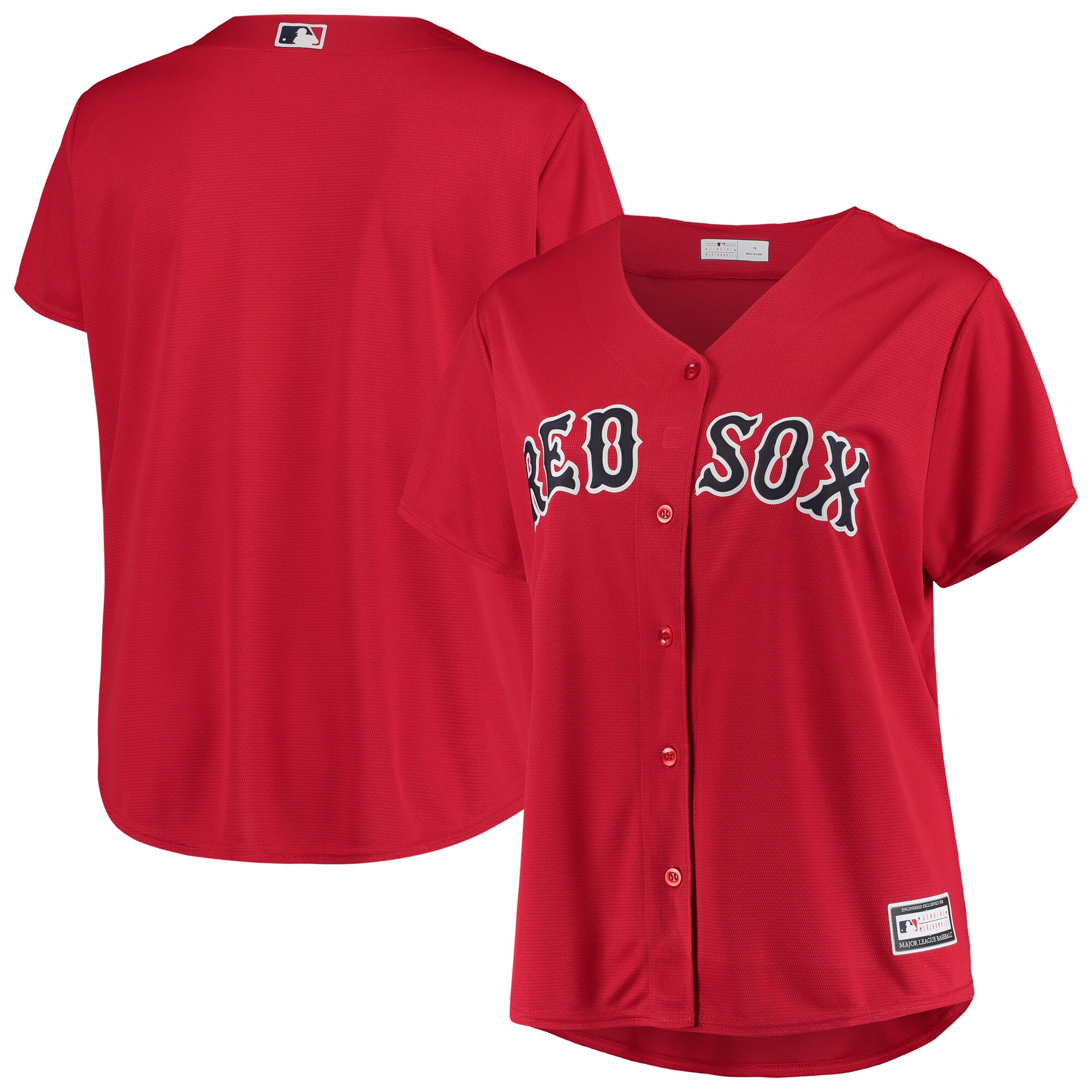 Boston Red Sox Women's Plus Size Alternate Replica Team Jersey - Red - vstockx