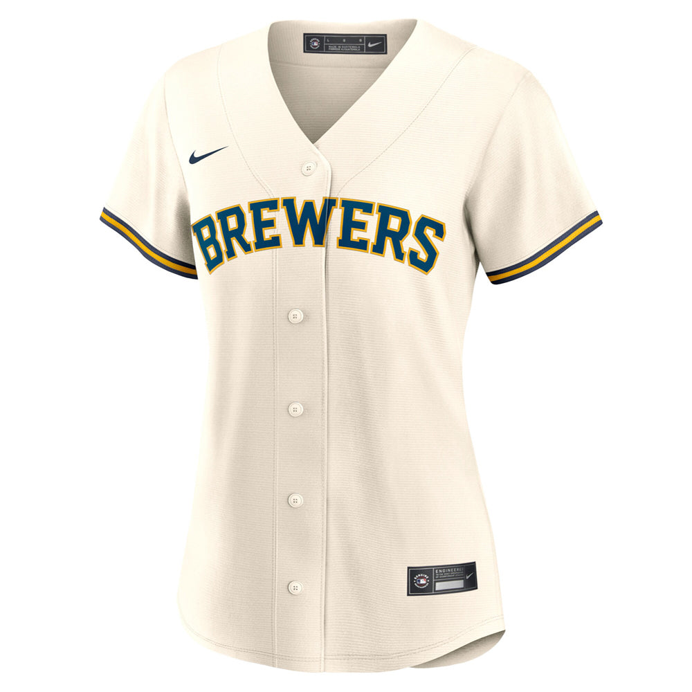 Women's Milwaukee Brewers Christian Yelich Home Player Jersey - Cream - vstockx