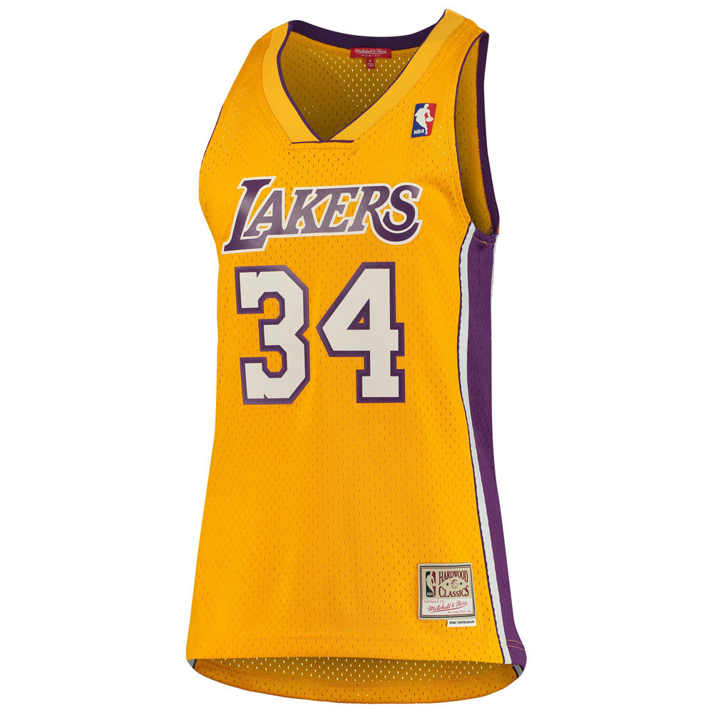 Women's Los Angeles Lakers Shaquille O'Neal 1999-00 Hardwood Classic Jersey - Gold - vstockx