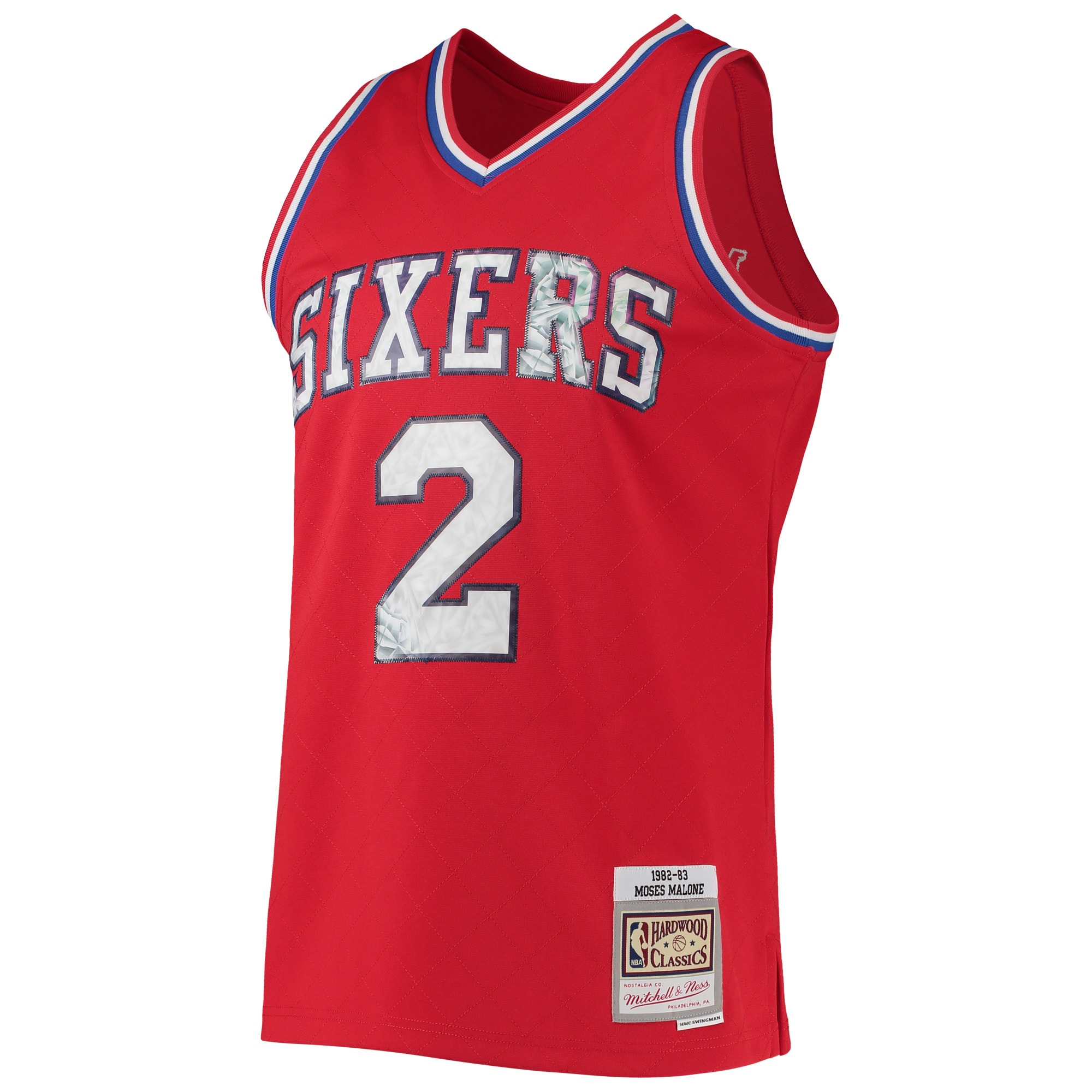 Moses Malone Philadelphia 76ers Mitchell & Ness 1996-97 Hardwood Classics NBA 75th Anniversary Diamond Swingman Jersey - Red - vstockx
