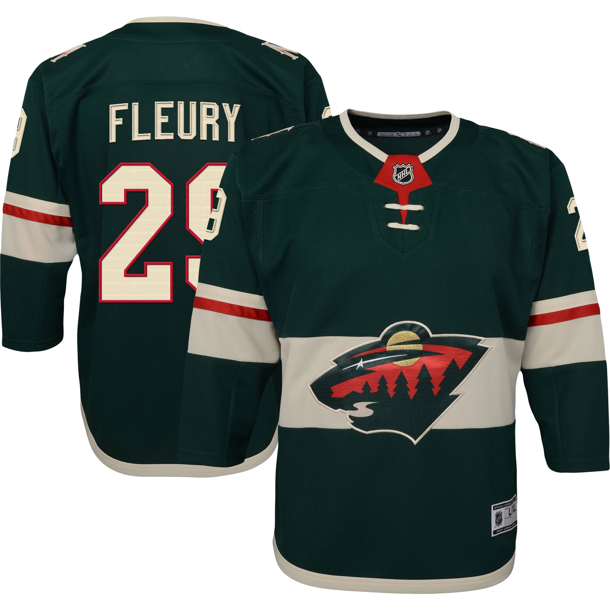 Marc-Andre Fleury Minnesota Wild Youth Home Premier Player Jersey - Green - vstockx