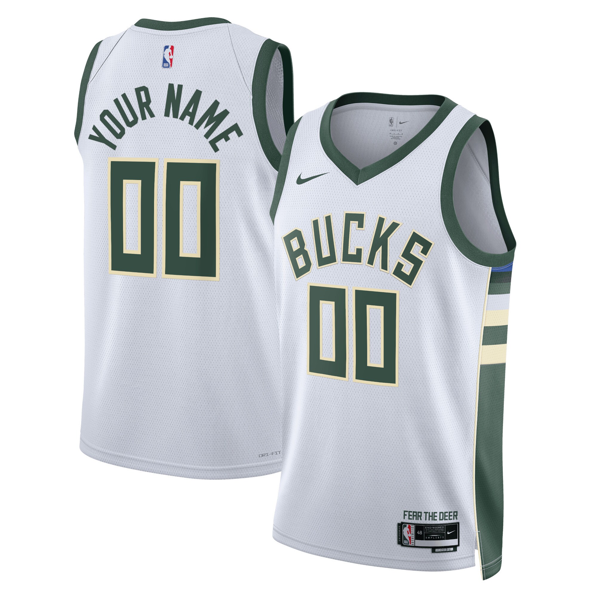 Milwaukee Bucks Nike Unisex Swingman Custom Jersey White - Icon Edition - vstockx