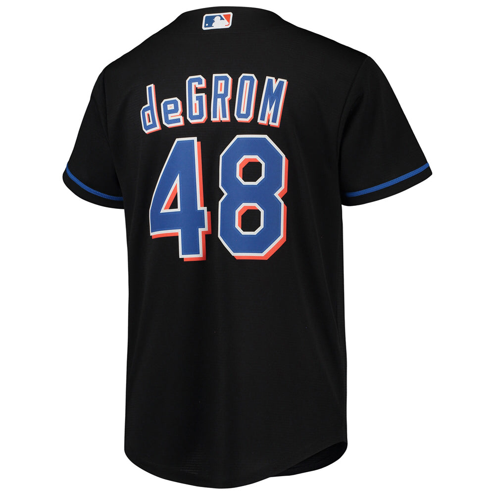 Youth New York Mets Jacob deGrom Alternate Player Jersey - Black - vstockx