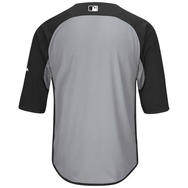 Men's Chicago White Sox Majestic Black/Gray Authentic Collection On-Field 3/4-Sleeve Batting Practice Jersey - vstockx