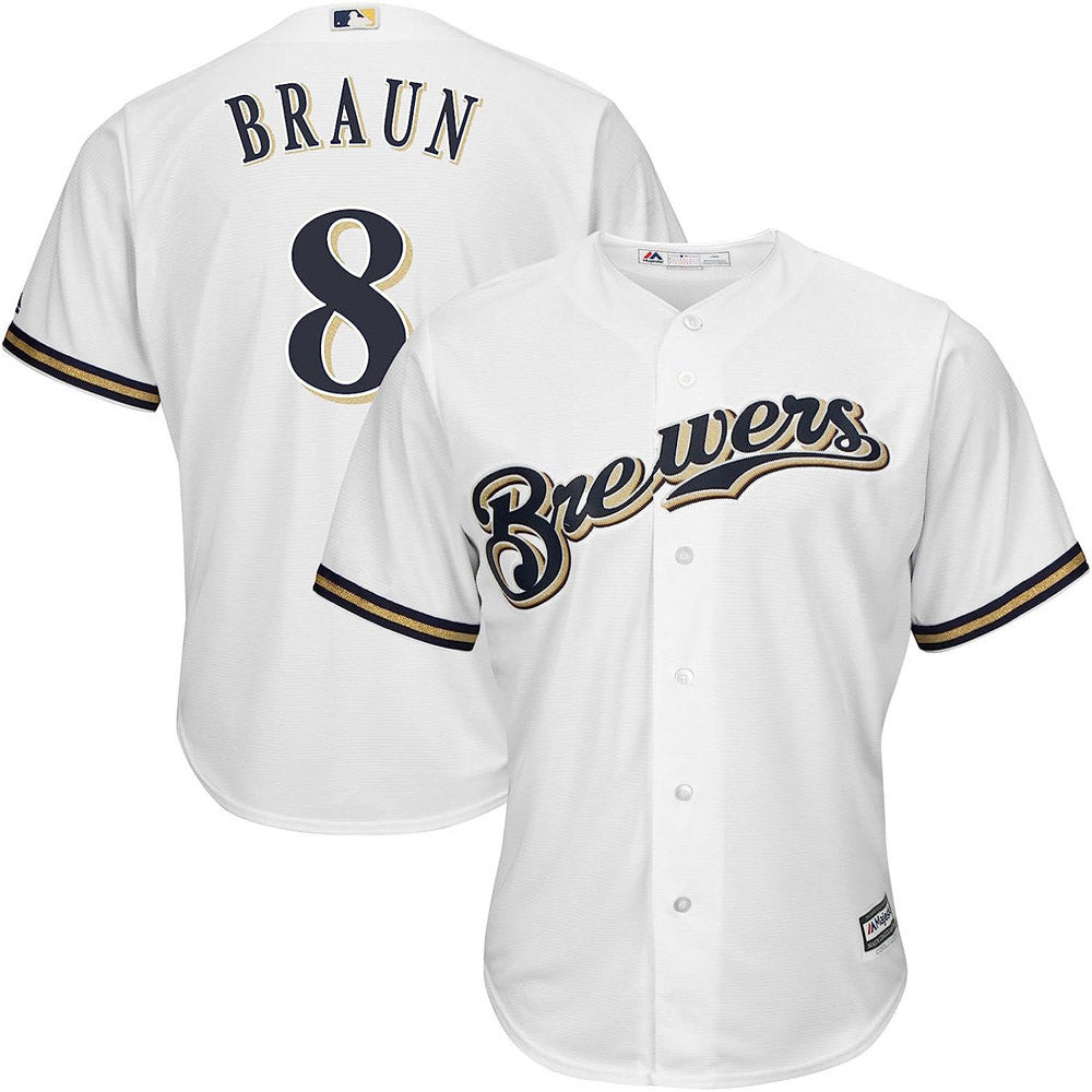 Men's Milwaukee Brewers Ryan Braun Replica Home Jersey - White - vstockx
