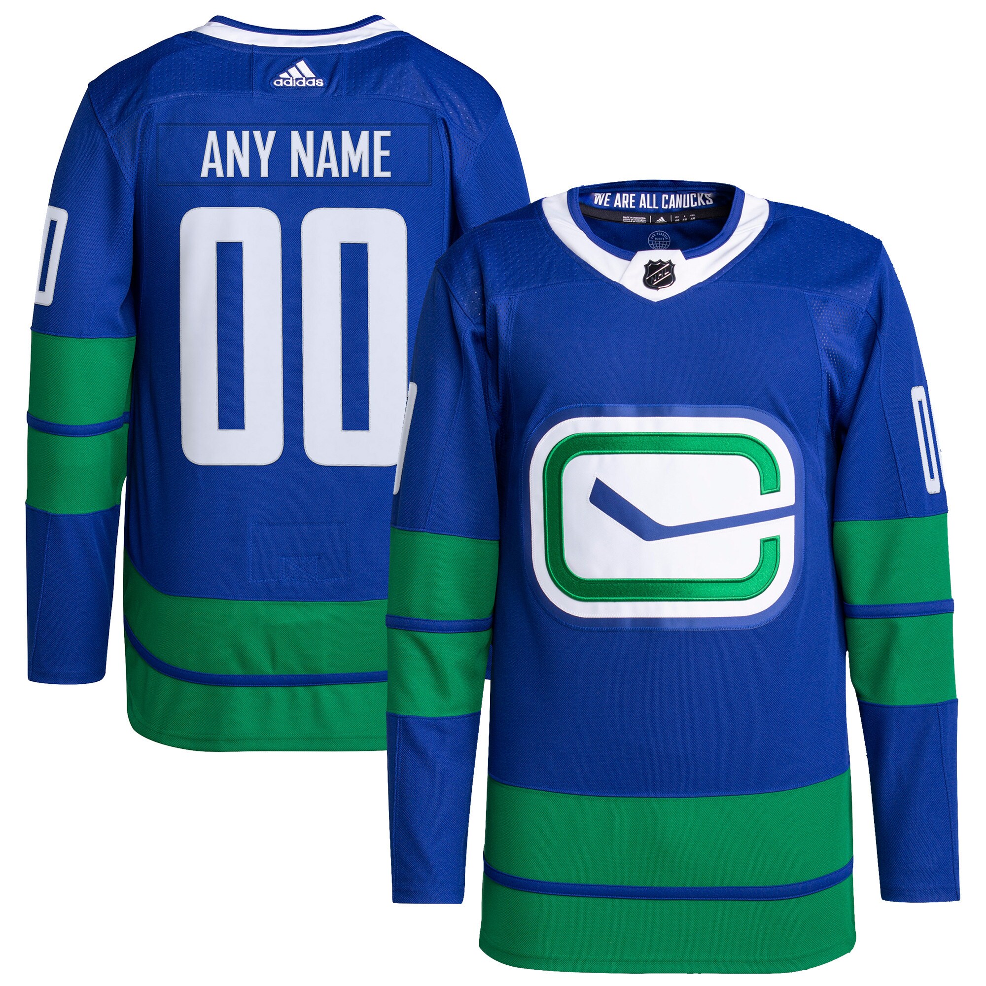 Vancouver Canucks adidas Primegreen Authentic Pro Custom Jersey - Royal - vstockx