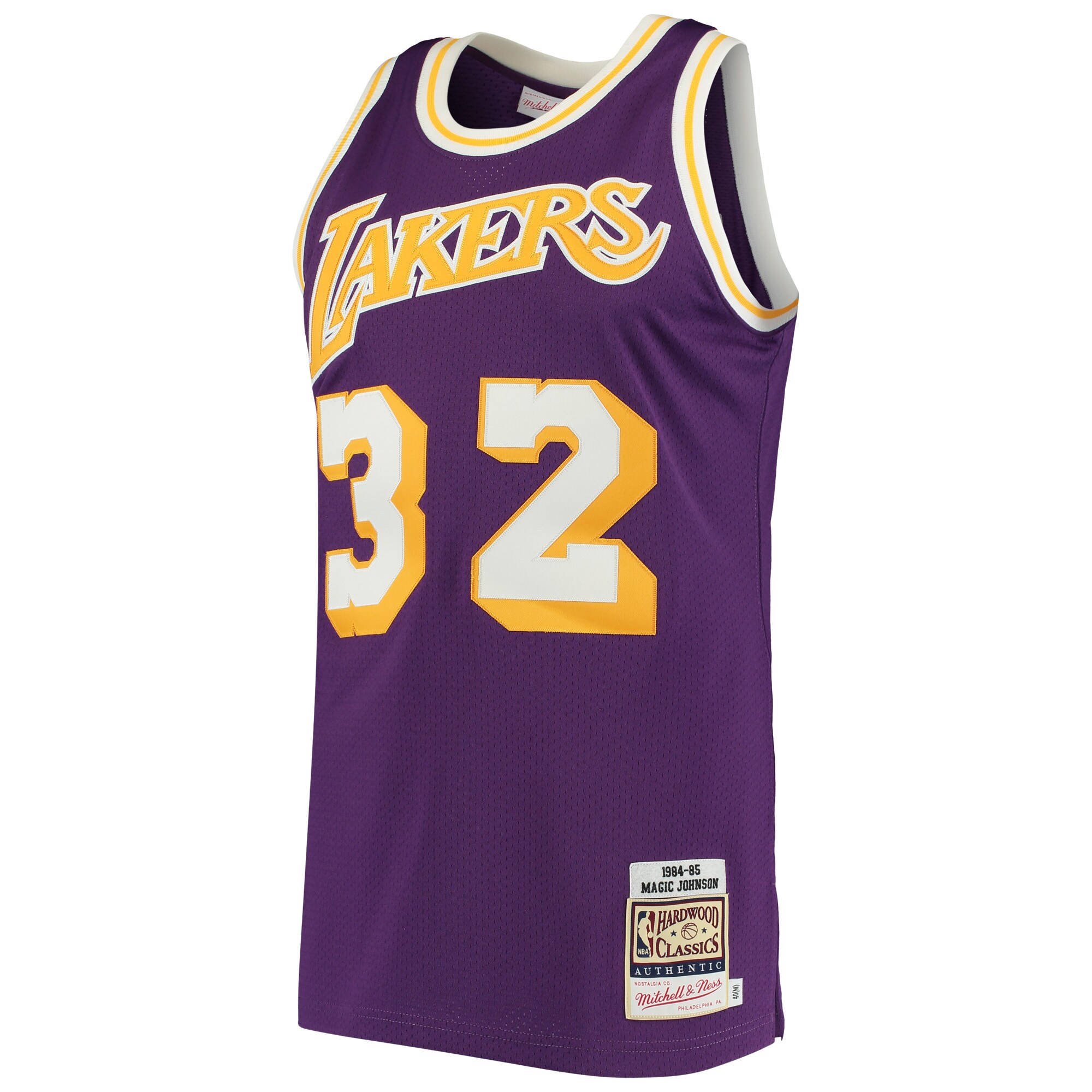 Magic Johnson Los Angeles Lakers Mitchell & Ness 1984 Hardwood Classics Authentic Jersey - Purple - vstockx