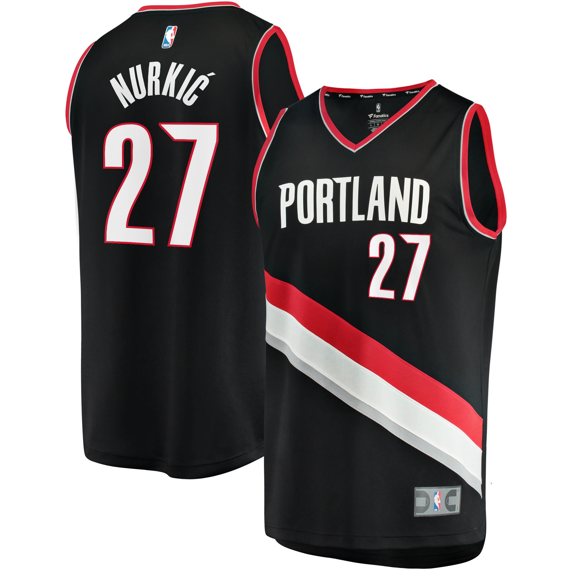 Jusuf Nurkic Portland Trail Blazers Fanatics Branded Fast Break Replica Jersey - Icon Edition - Black - vstockx