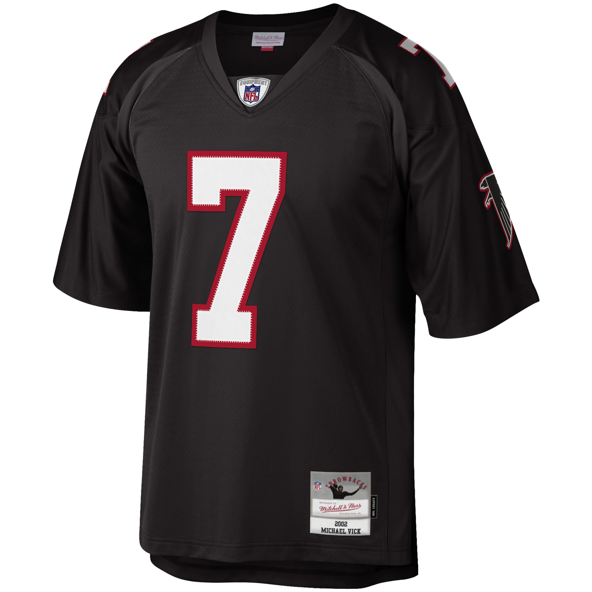 Michael Vick Atlanta Falcons Mitchell & Ness Big & Tall 2002 Retired Player Replica Jersey - Black - vstockx
