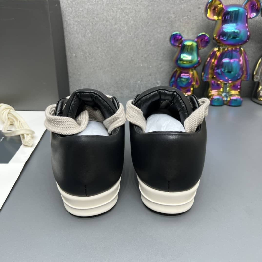 Rick Owens Jumbo Lace Padded Sneaks Low Black Milk - vstockx