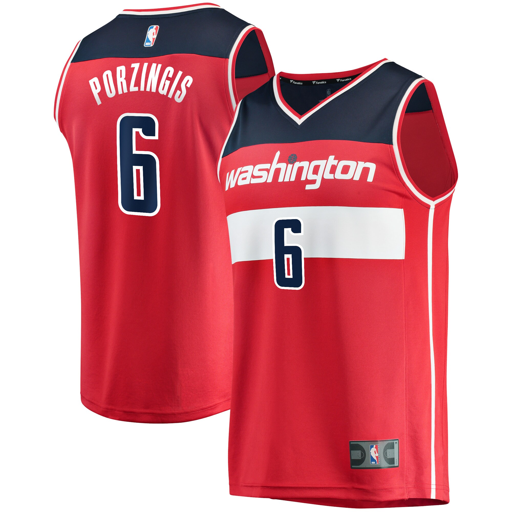 Kristaps Porzingis Washington Wizards Fanatics Branded Fast Break Replica Jersey - Icon Edition - Red - vstockx