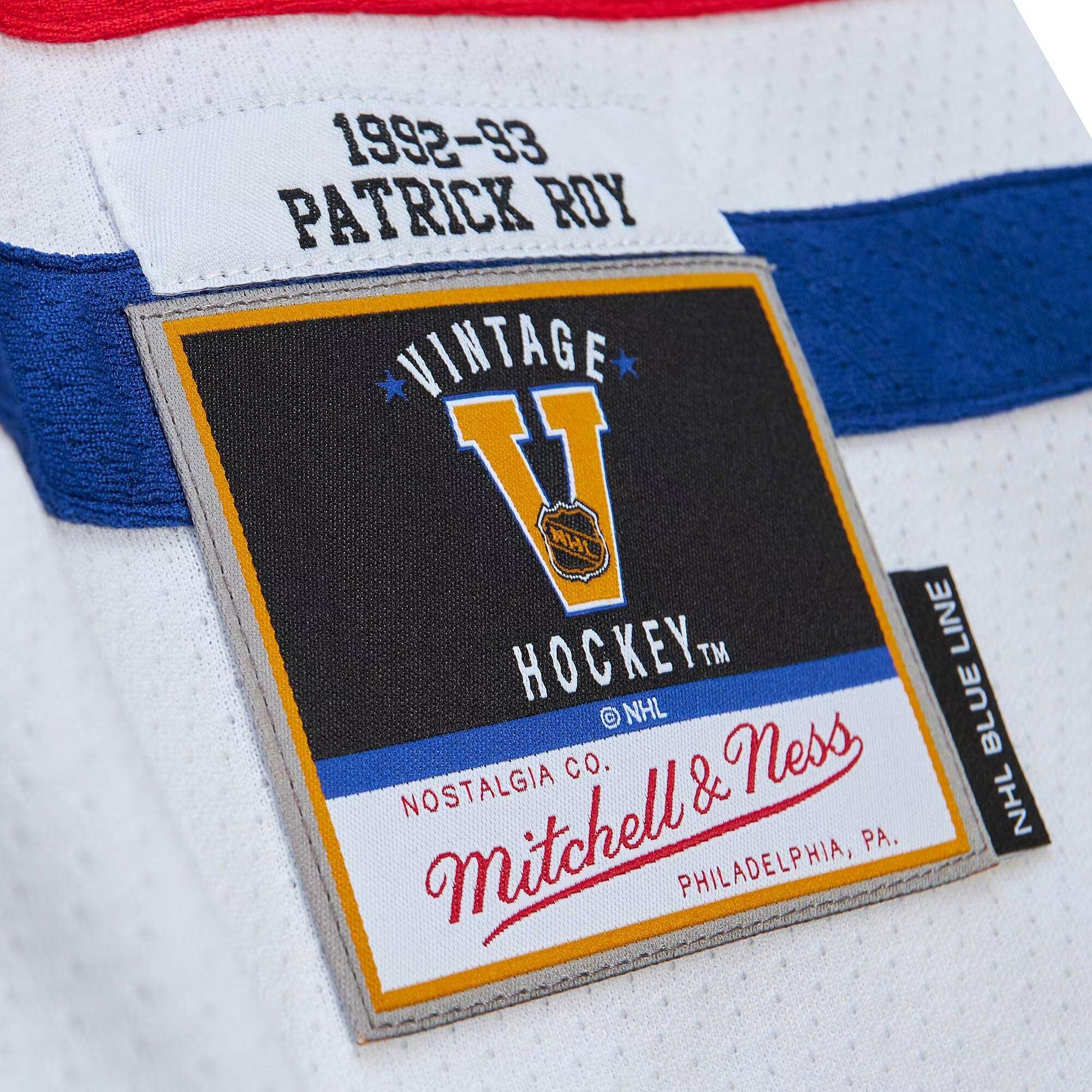 Patrick Roy Montreal Canadiens Mitchell & Ness 1992/93 Blue Line Player Jersey - White - vstockx