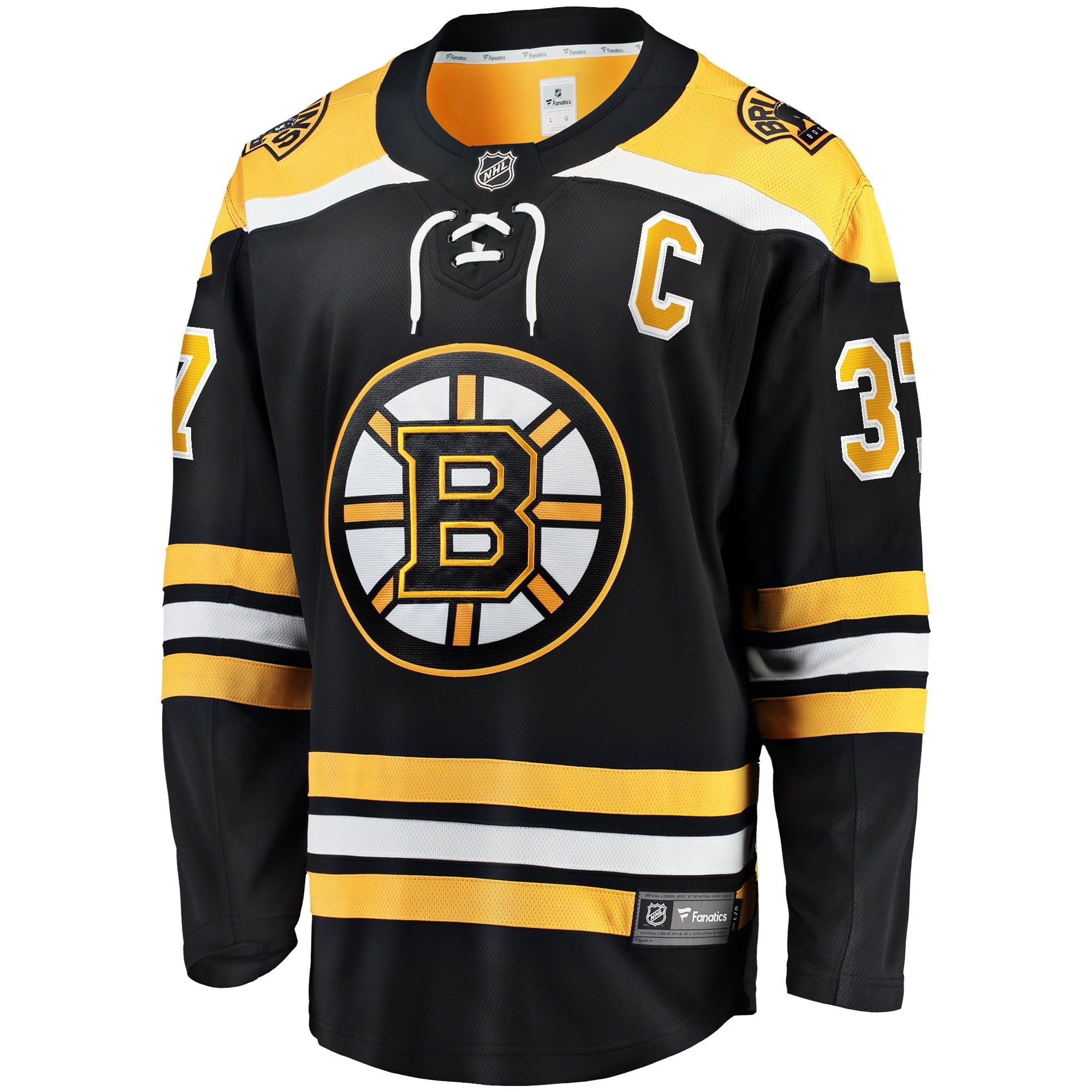 Men's Fanatics Branded Patrice Bergeron Black Boston Bruins Captain Patch Home Breakaway Jersey - vstockx