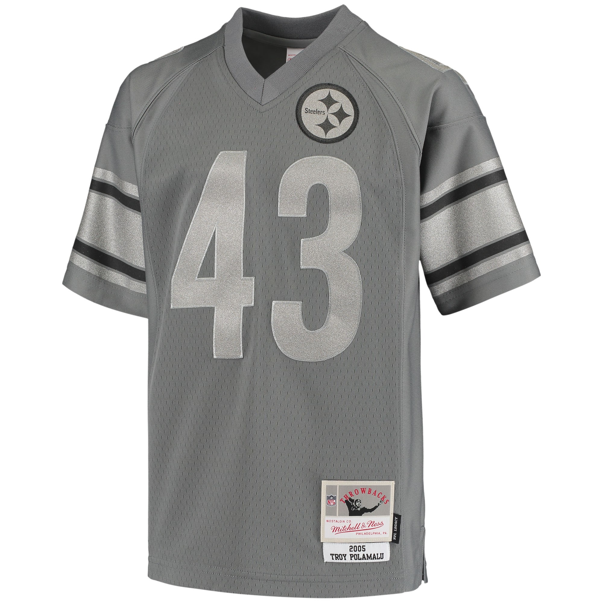 Troy Polamalu Pittsburgh Steelers Mitchell & Ness Youth 2005 Retired Player Metal Replica Jersey - Charcoal - vstockx