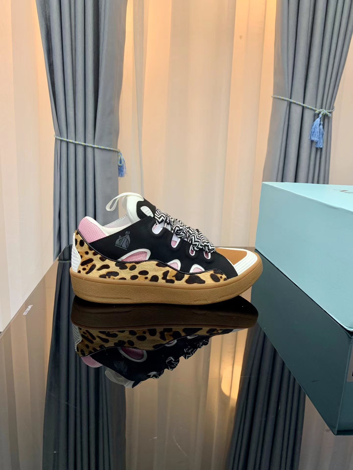 Lanvin Leather Curb Leopard Yellow - vstockx