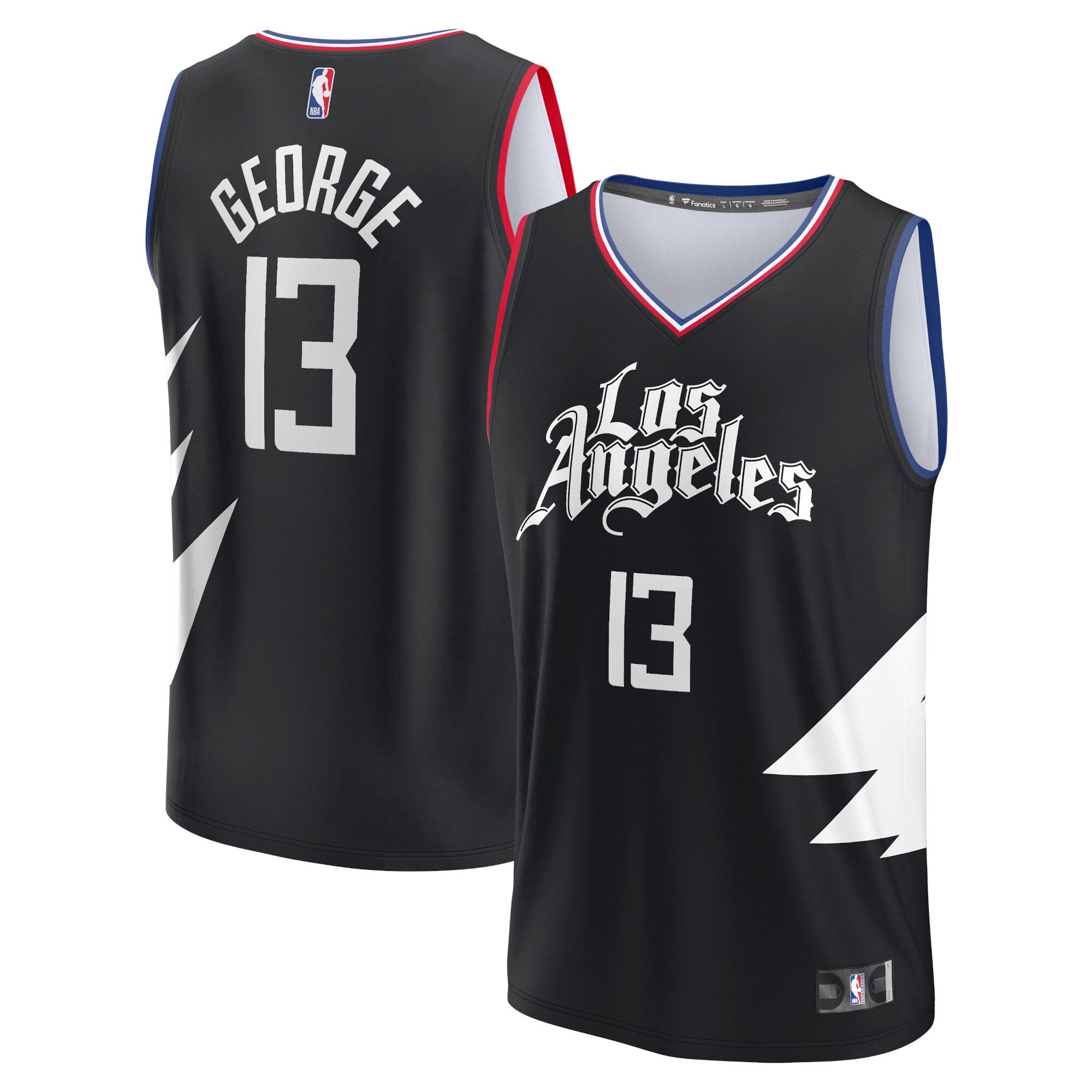Paul George LA Clippers Fanatics Branded Fast Break Replica Player Jersey - Statement Edition - Black - vstockx