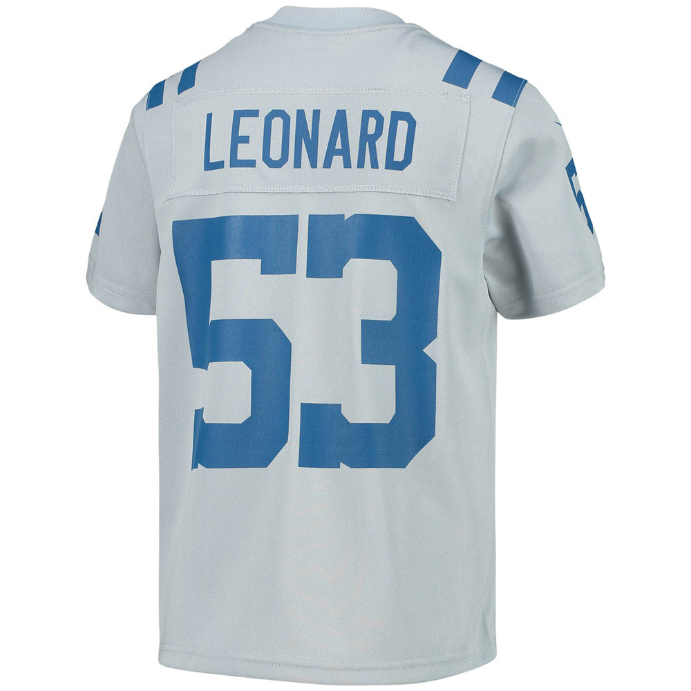 Youth Indianapolis Colts Shaquille Leonard Inverted Team Game Jersey Gray - vstockx