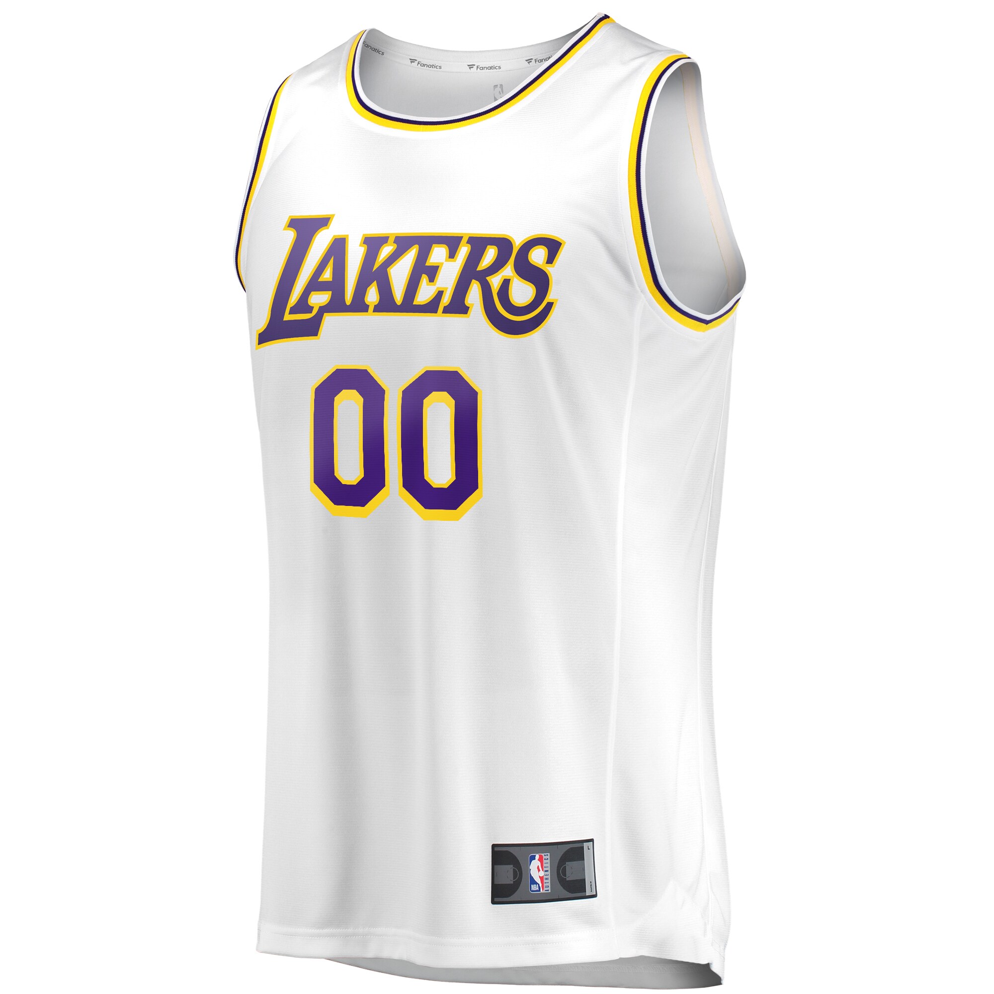 Los Angeles Lakers Fanatics Branded Fast Break Custom Replica Jersey - Association Edition - White - vstockx