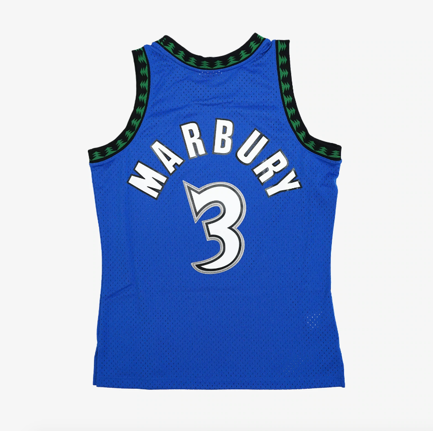 Men's Minnesota Timberwolves Stephon Marbury Mitchell & Ness Blue Hardwood Classics Swingman Jersey - vstockx