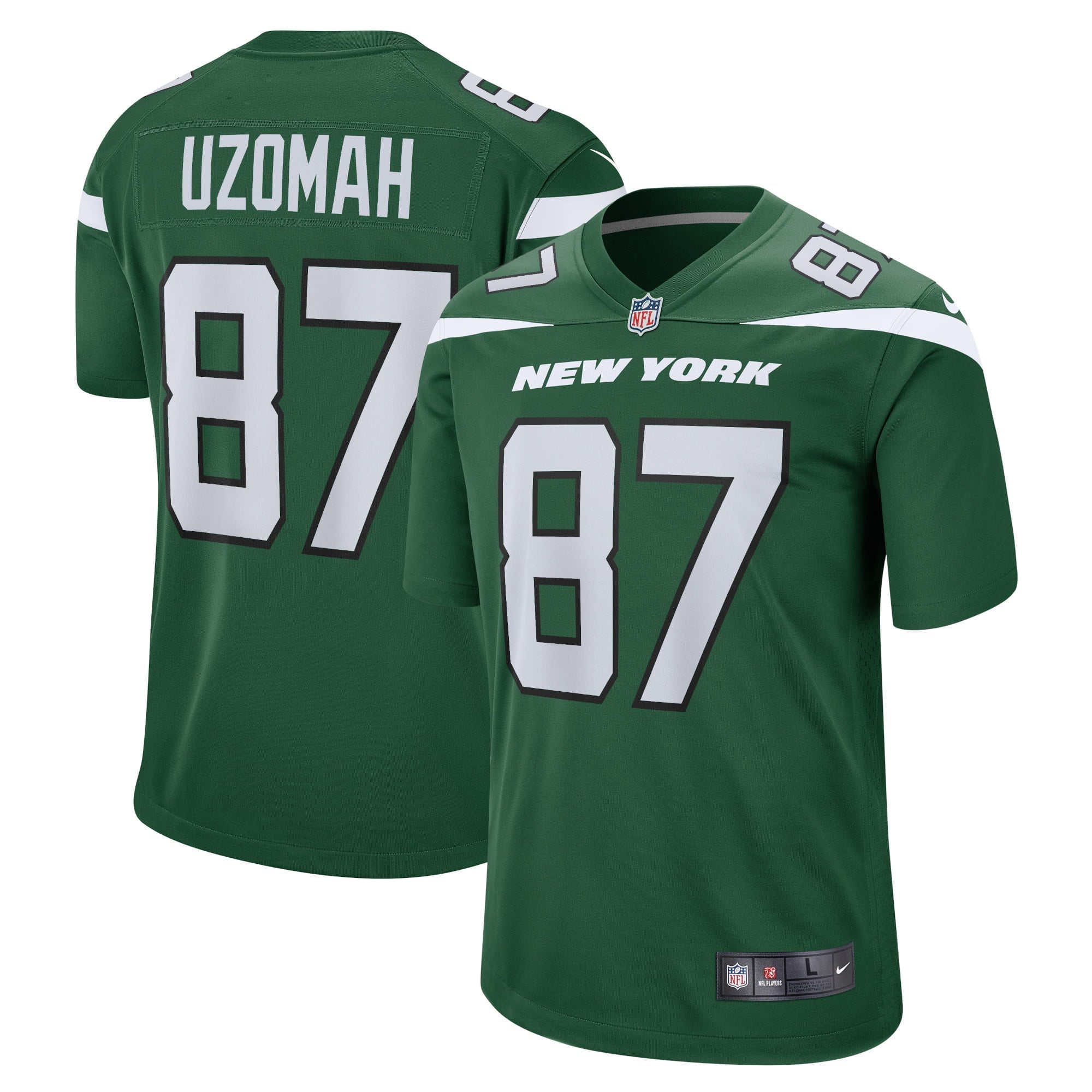 Men's Nike C.J. Uzomah Gotham Green New York Jets Player Game Jersey - vstockx