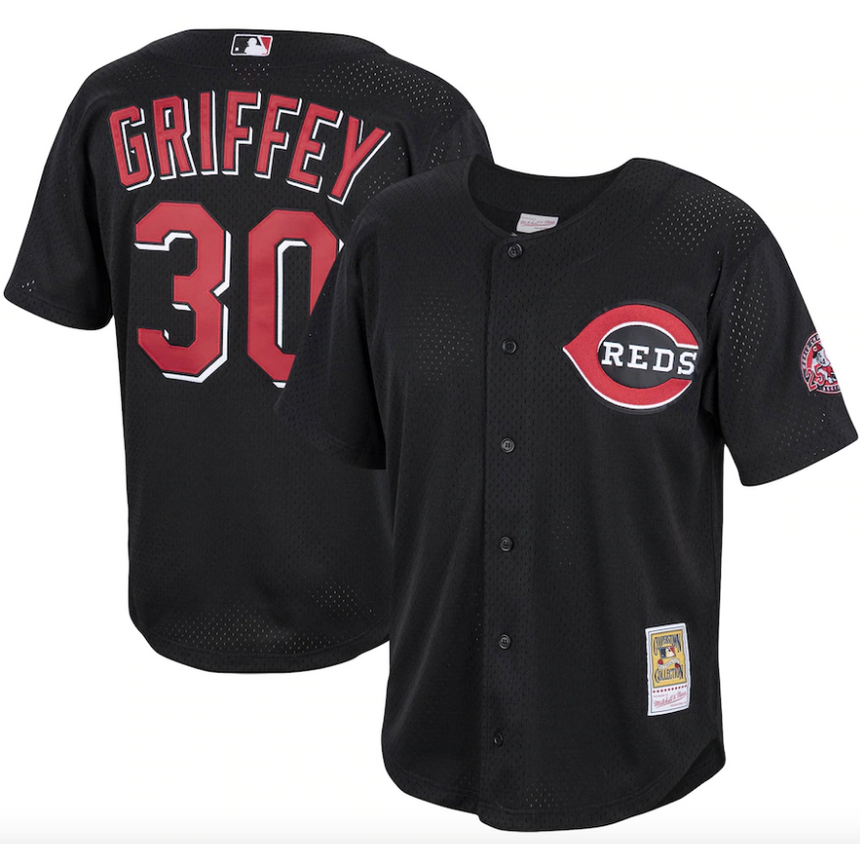 Men's Cincinnati Reds Ken Griffey Jr. Mitchell & Ness Black Cooperstown Collection Batting Practice Jersey - vstockx