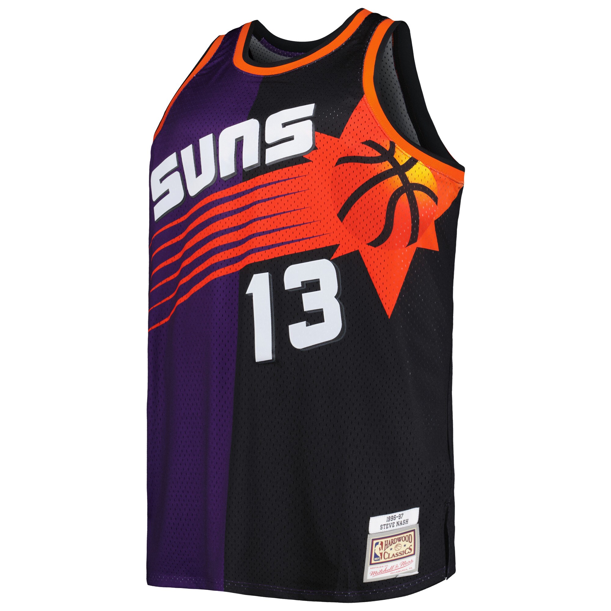 Steve Nash Phoenix Suns Mitchell & Ness Big & Tall Hardwood Classics 1996/97 Split Swingman Jersey - Purple/Black - vstockx