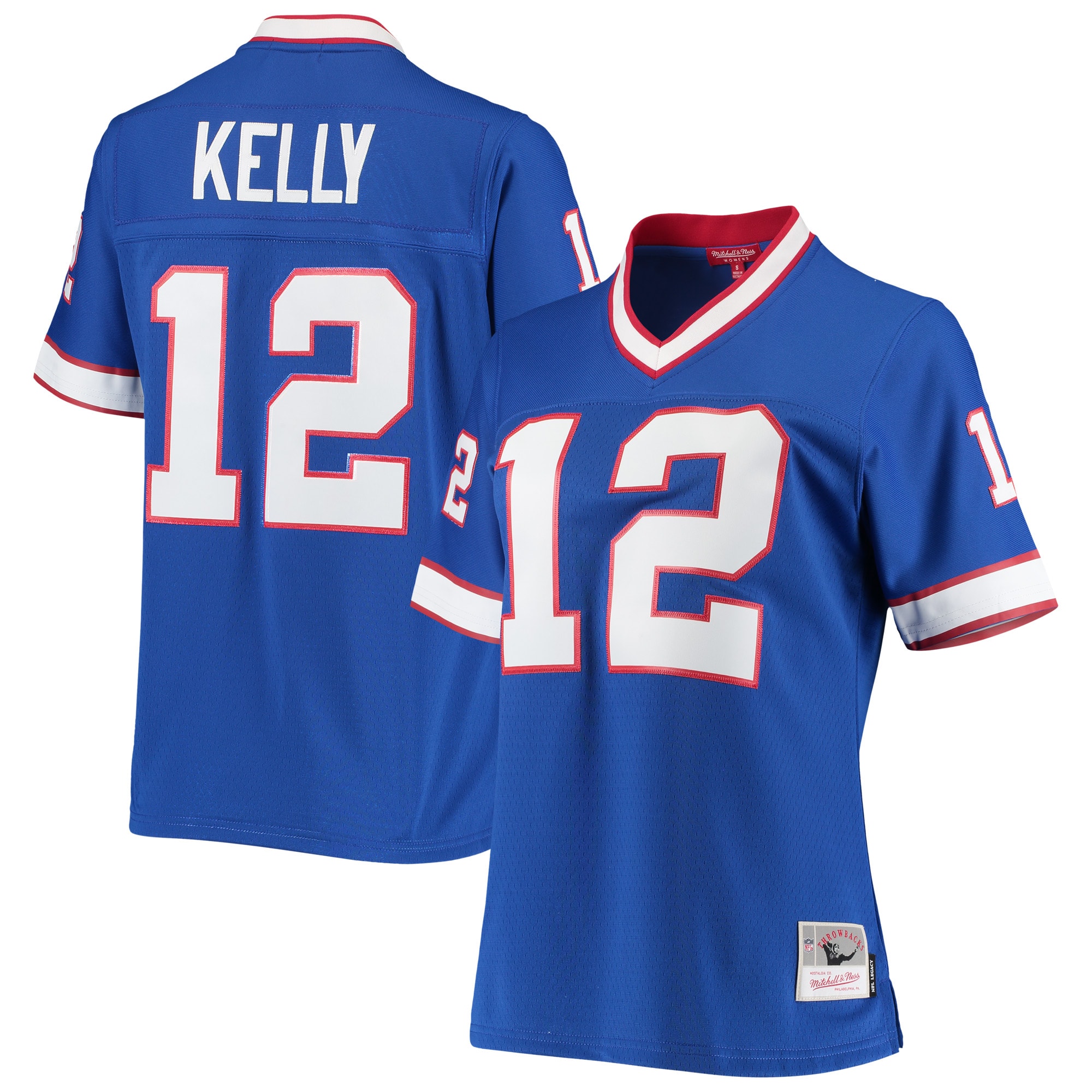 Jim Kelly Buffalo Bills Mitchell & Ness Women's 1990 Legacy Replica Jersey - Royal - vstockx