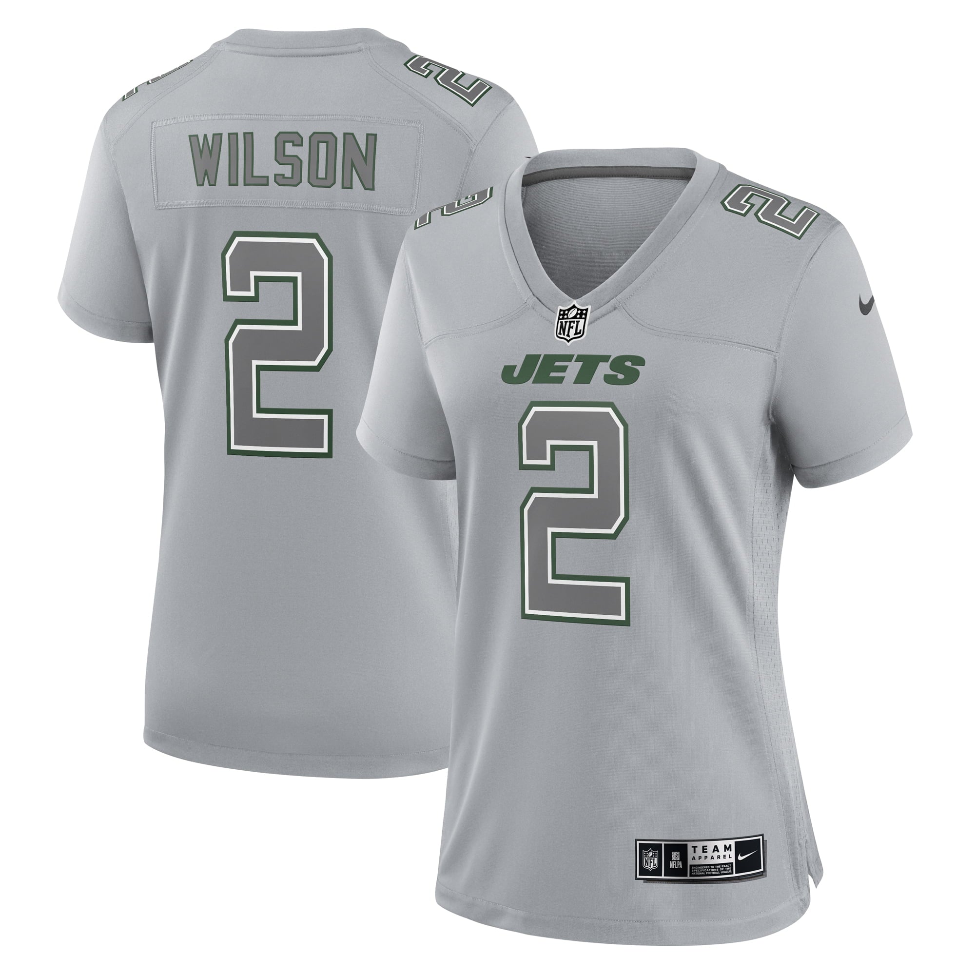 Women's Nike Zach Wilson Gray New York Jets Atmosphere Fashion Game Jersey - vstockx