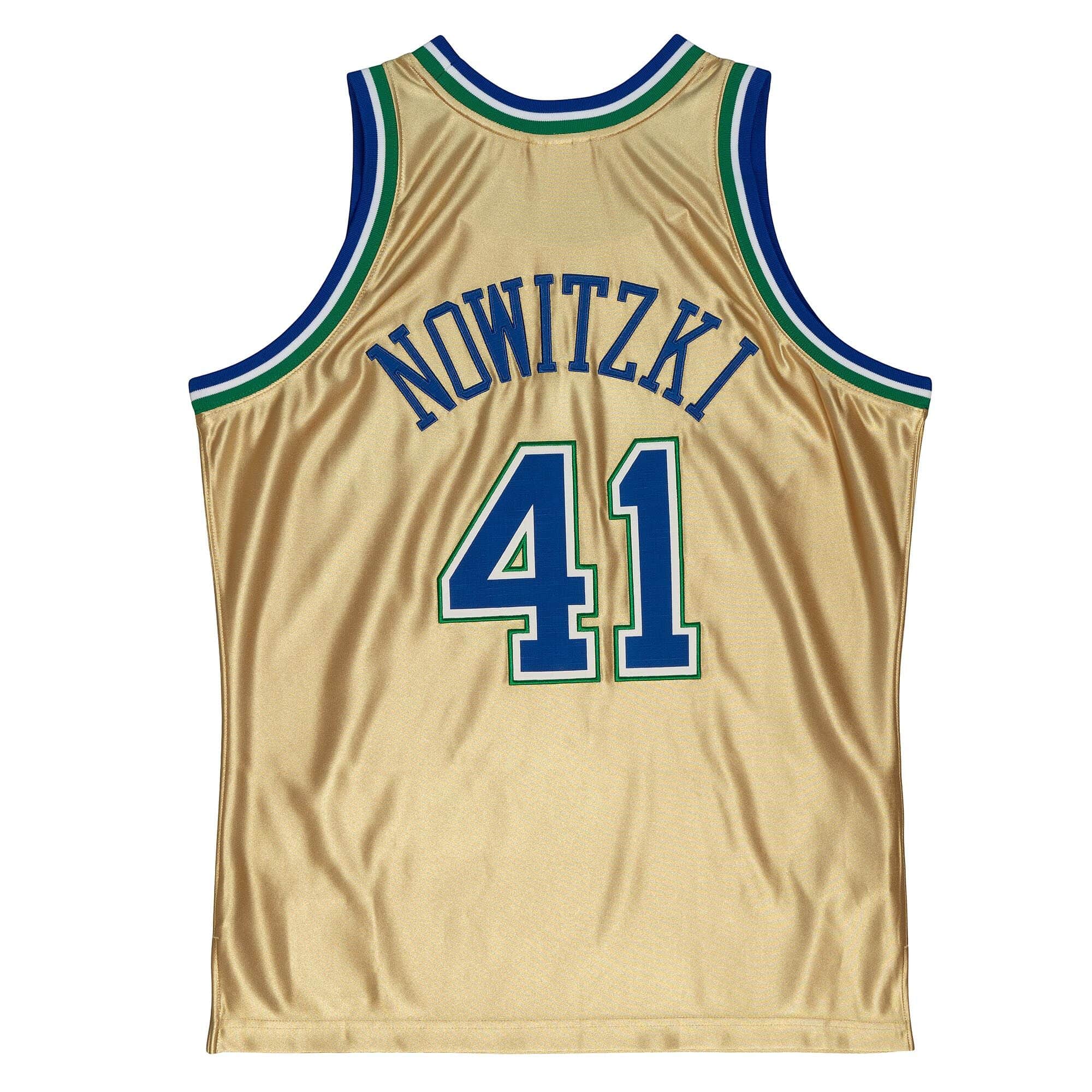 75th Anniversary Gold Swingman Dirk Nowitzki Dallas Mavericks 1998-99 Jersey - vstockx